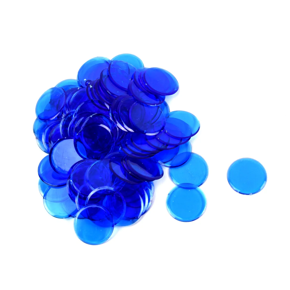 100 Clear Blue 7/8" Plastic Bingo Chip Transparent Game Night Hard Card Marker