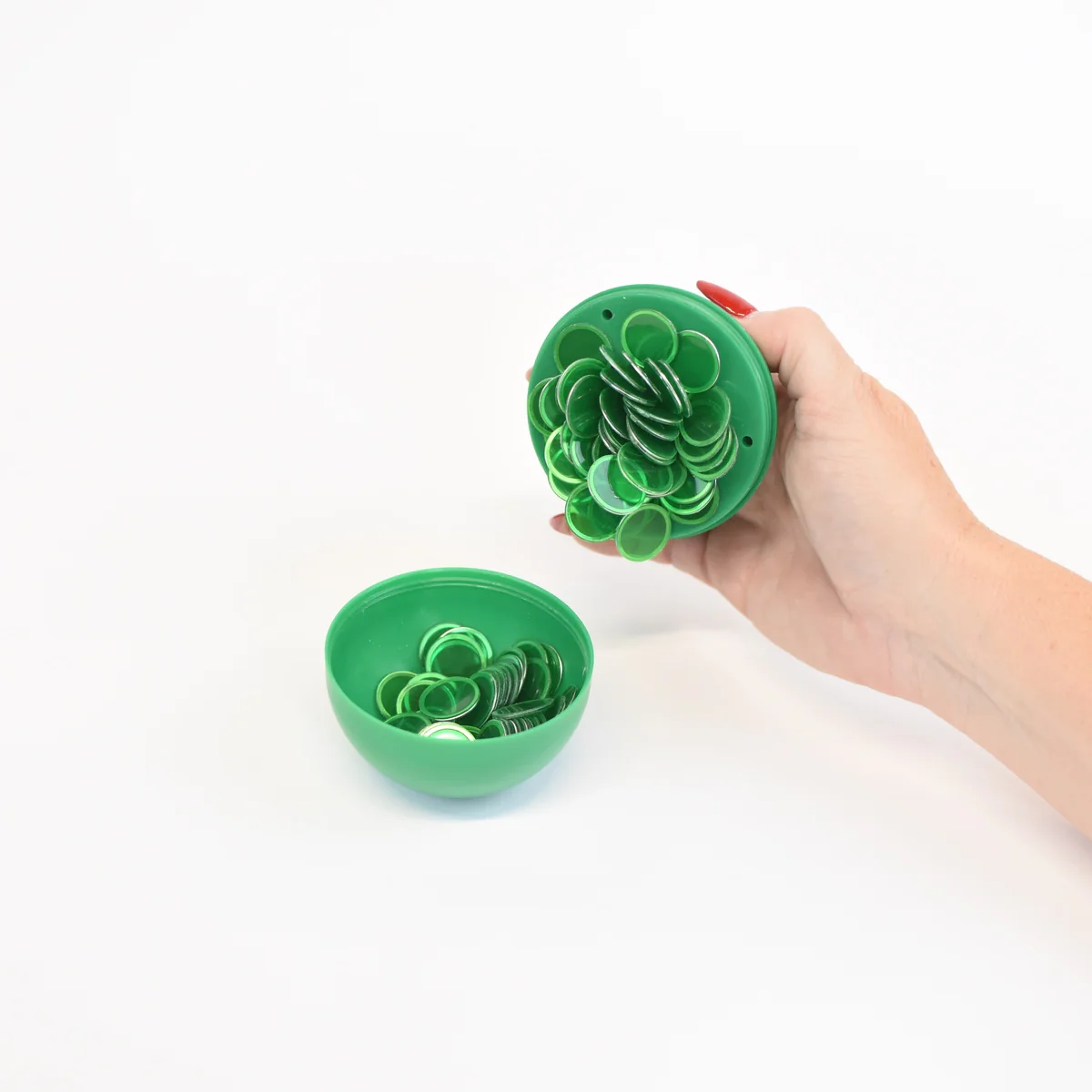 100 Clear Green Magnetic Ball Wand Bingo Chips Hard Card Plastic Game Markers - Image 3