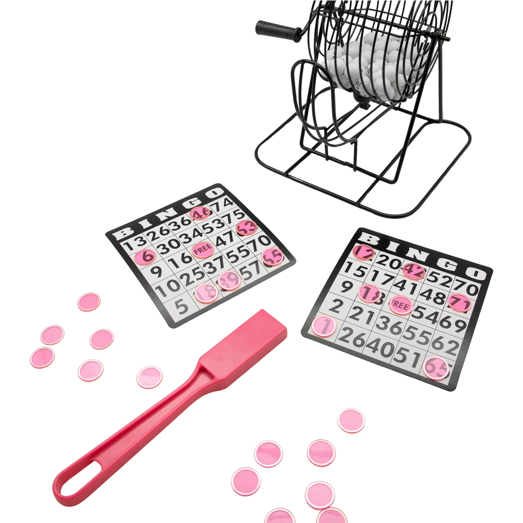 100 Clear Pink 3/4" Plastic Bingo Chips Magnetic Wand Hard Card Game Markers Set - Image 2