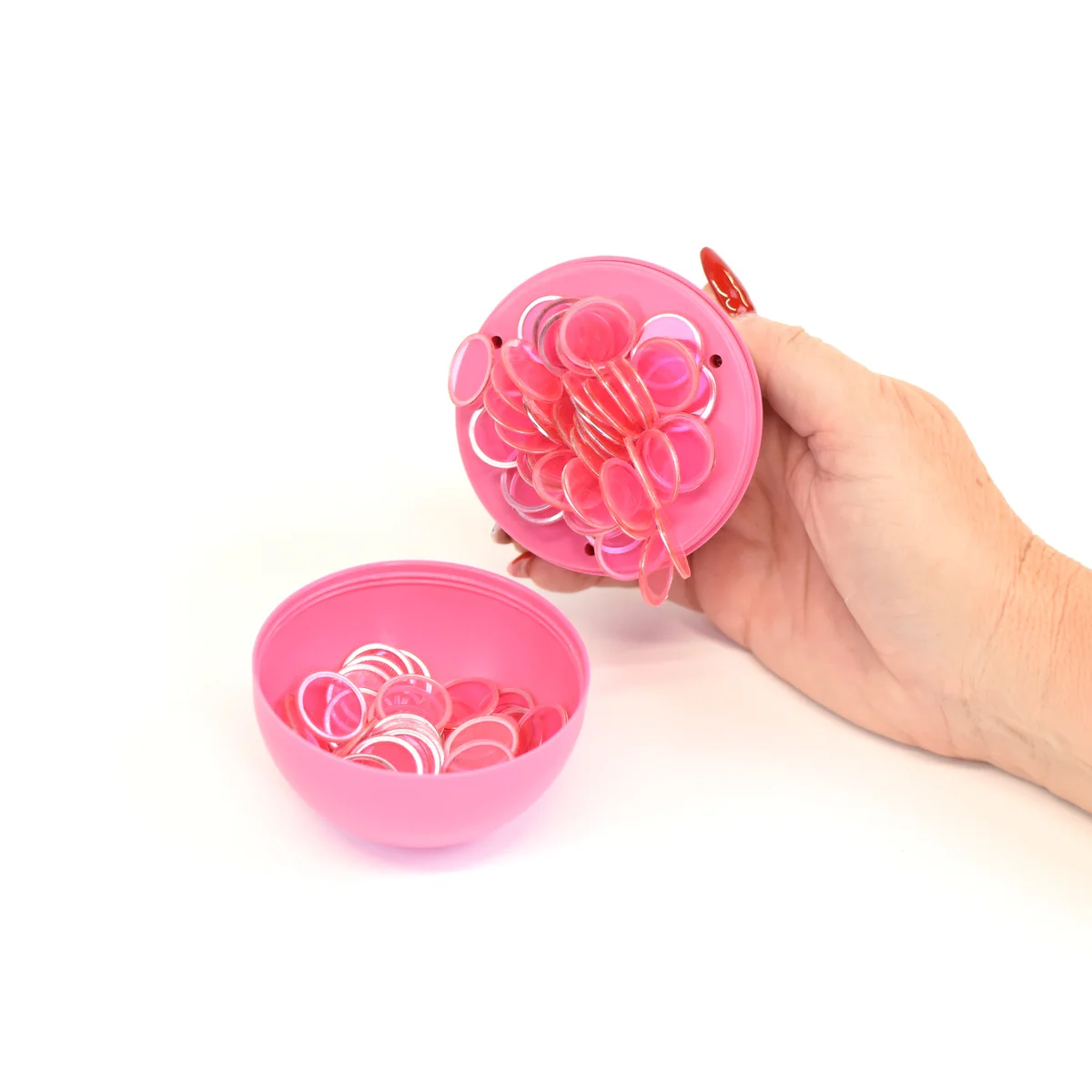 100 Clear Pink Magnetic Ball Wand Bingo Chips Hard Card Plastic Game Markers - Image 3