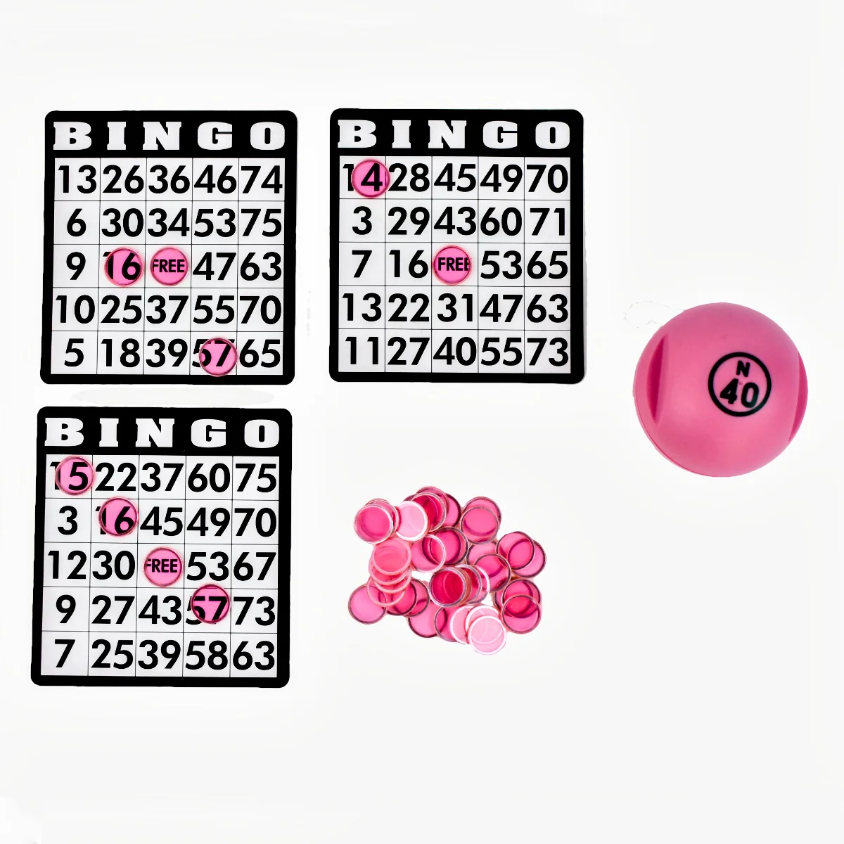 100 Clear Pink Magnetic Ball Wand Bingo Chips Hard Card Plastic Game Markers - Image 4