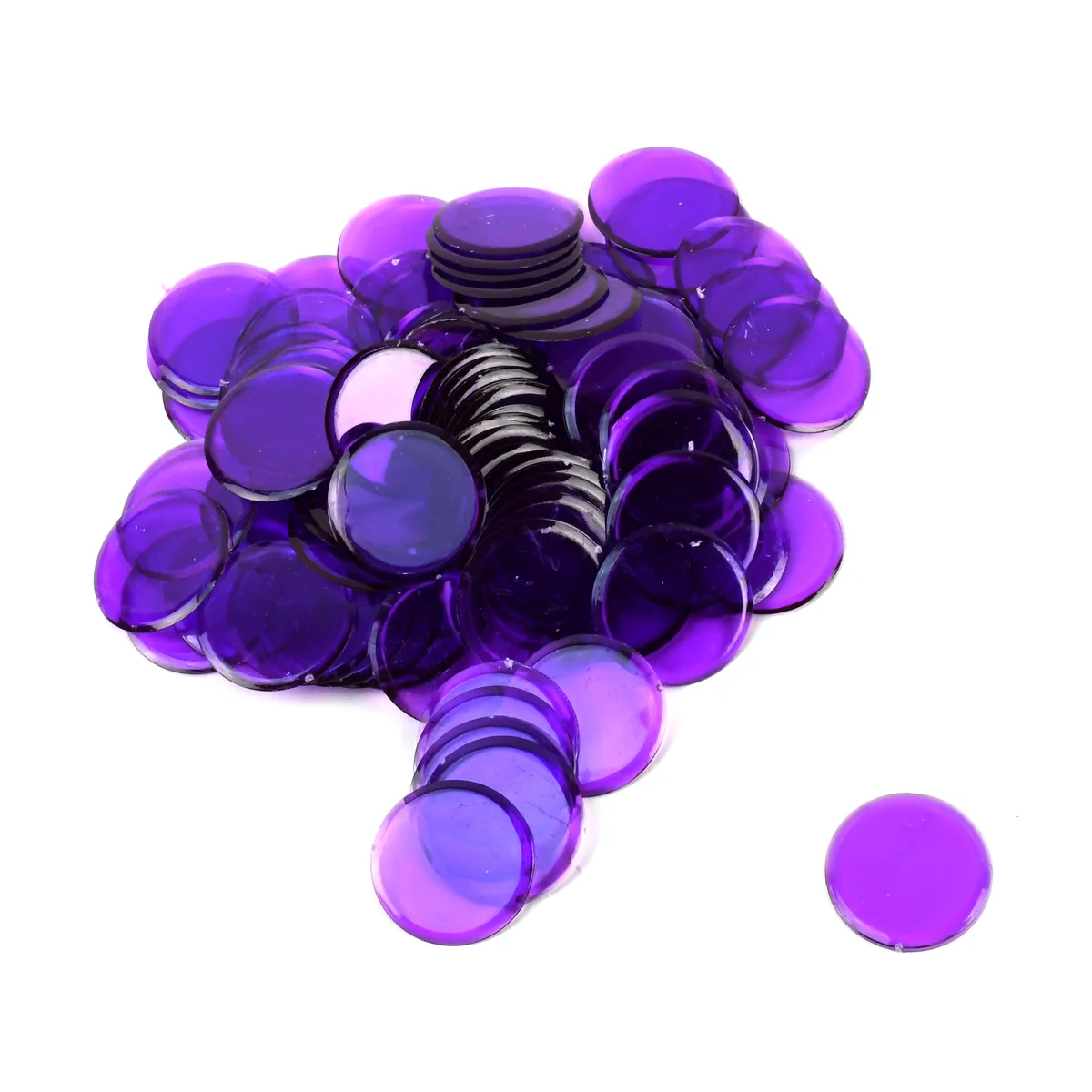 100 Clear Purple 7/8" Plastic Bingo Chips Transparent Game Night Card Markers