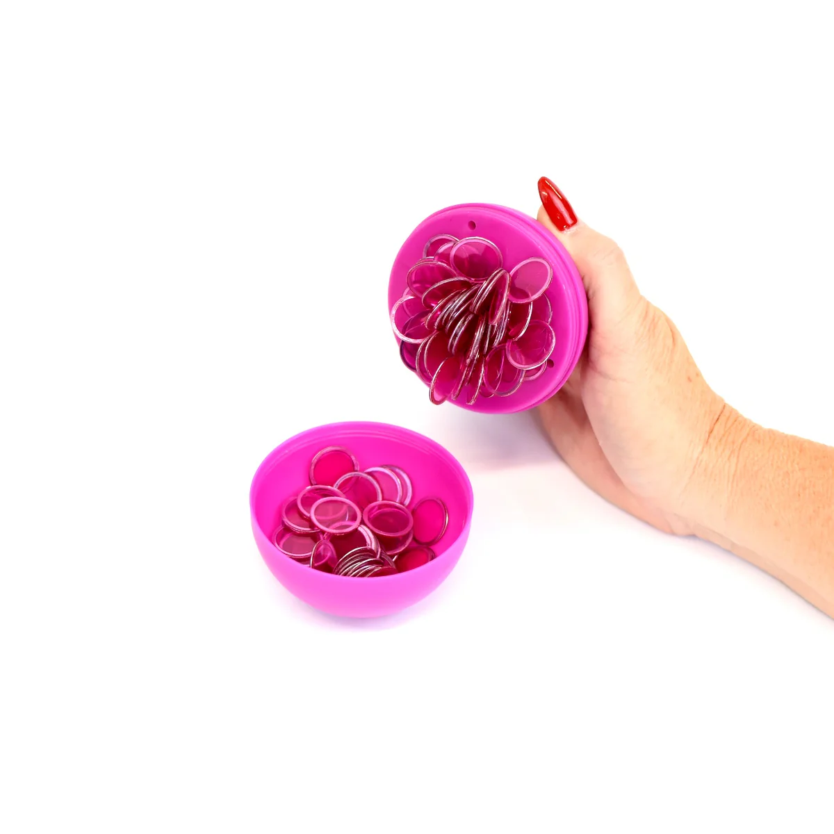100 Clear Purple Magnetic Ball Wand Bingo Chips Hard Card Plastic Game Markers - Image 3