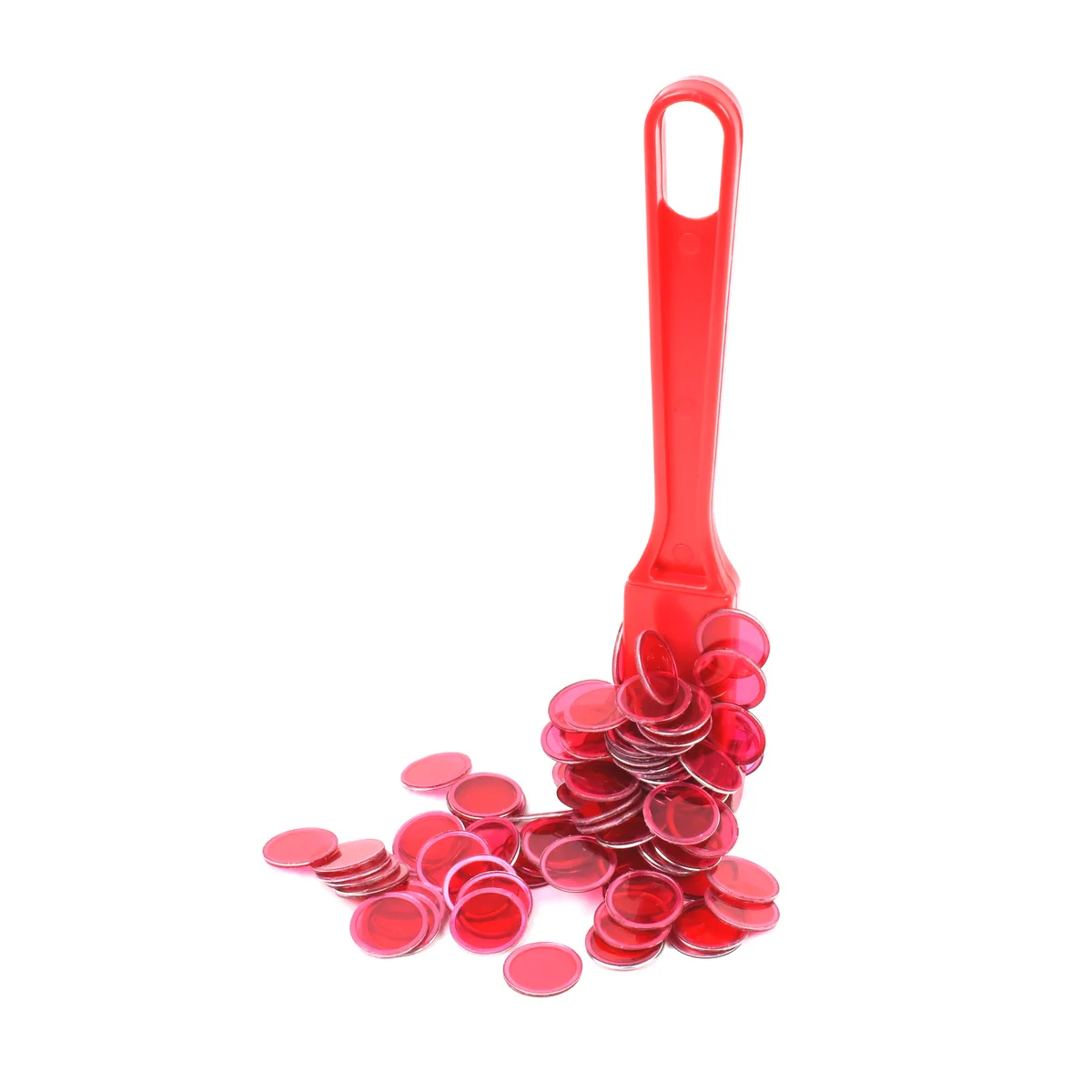 100 Clear Red 3/4" Magnetic Bingo Chip Wand Transparent Plastic Game Card Marker