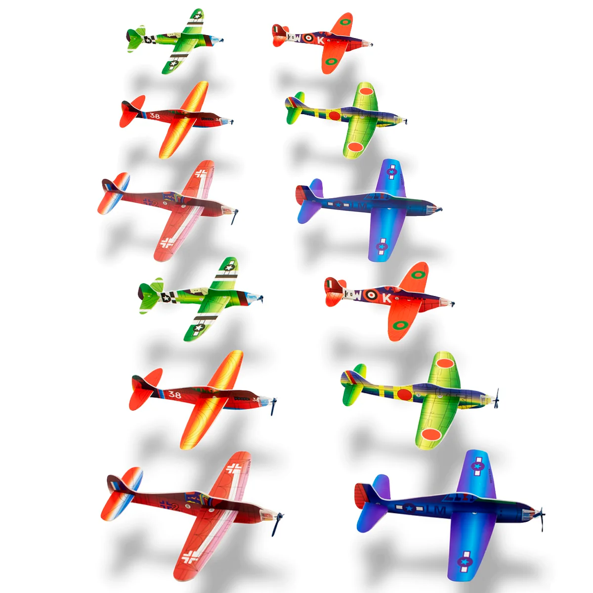 12 Foam Flying Toy Airplanes Glider Planes Prop Set Gift Bag Filler Party Favors
