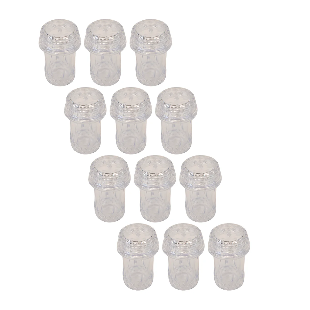 12 Mini Portable Clear Plastic Salt Pepper Shakers Picnic Food Spice Containers
