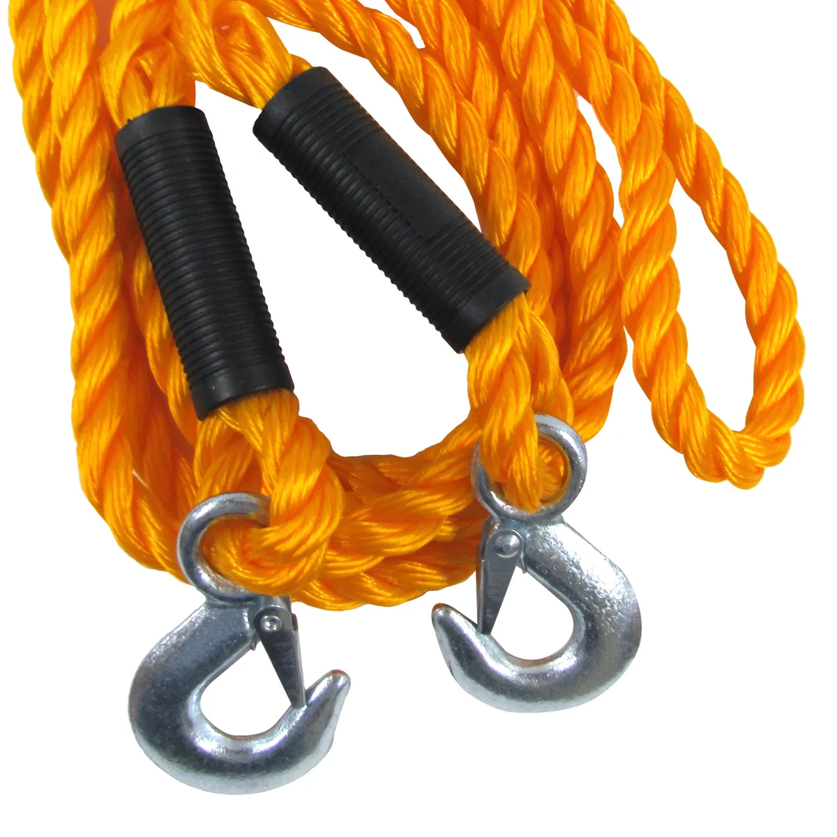 13ft 5500LB Heavy Duty Auto Car ATV Roadside Emergency Braid Nylon Tow Rope Hook - Image 2