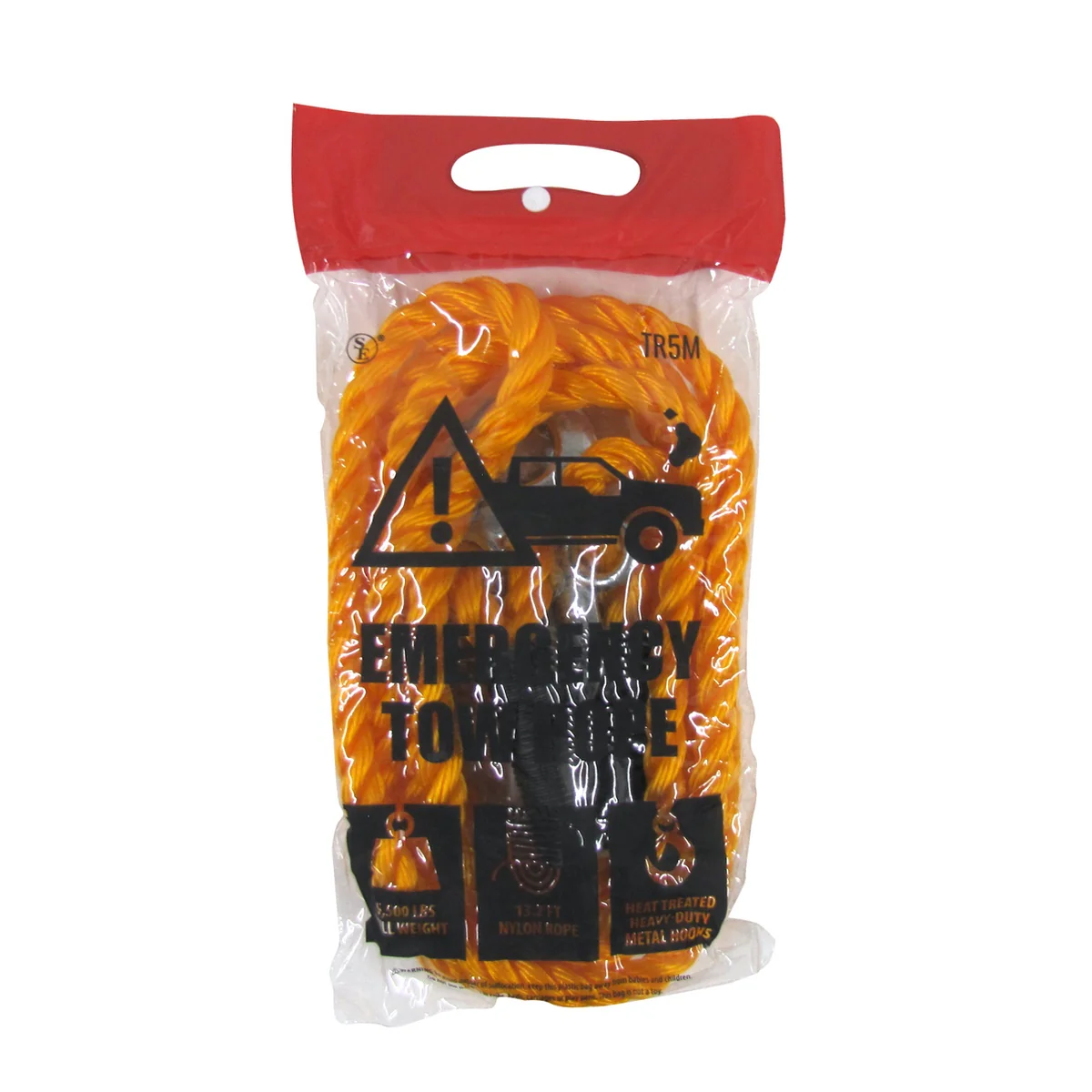 13ft 5500LB Heavy Duty Auto Car ATV Roadside Emergency Braid Nylon Tow Rope Hook - Image 5