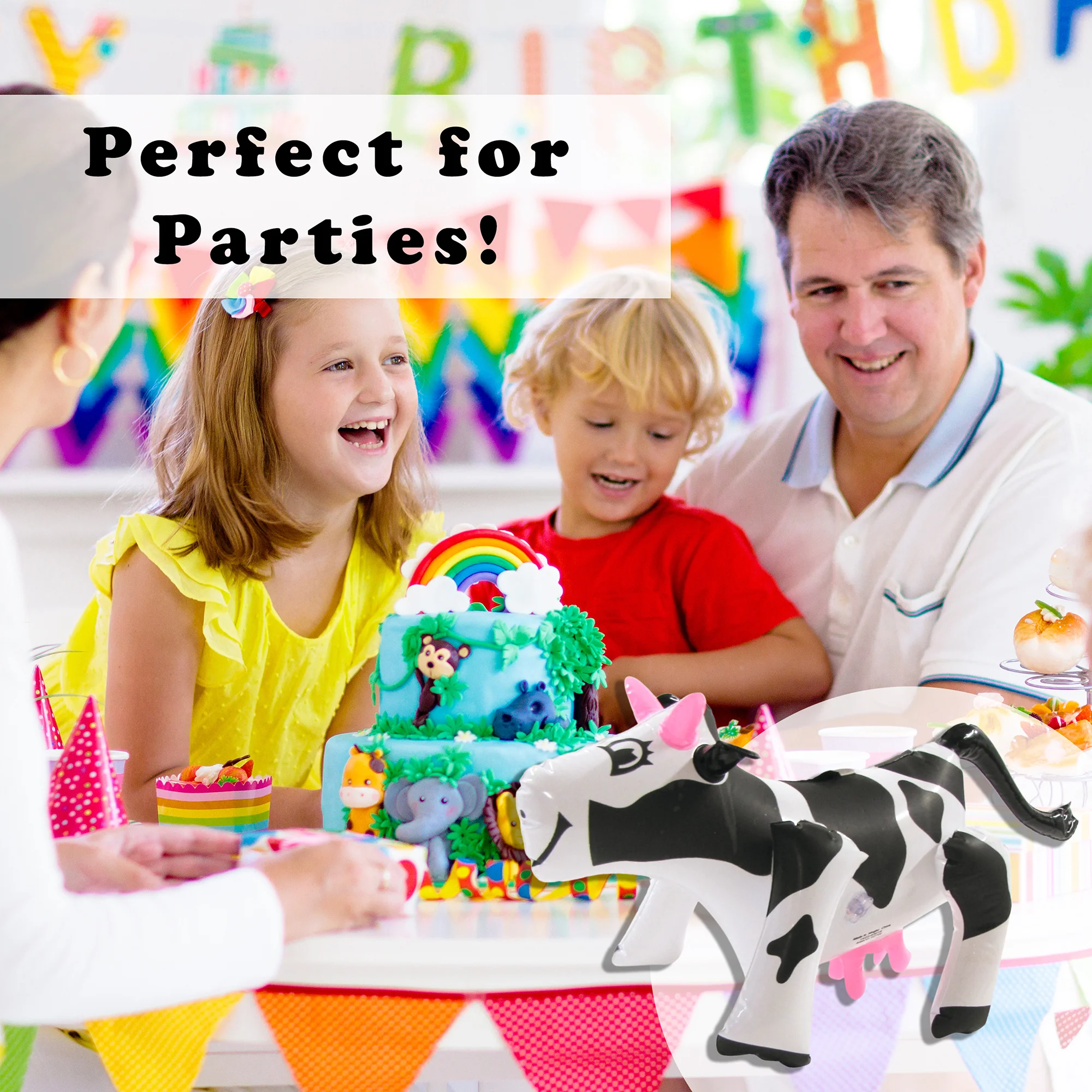 Cow Inflatable Pool Float Blow Up Farm Animal Holstein Cow 17" Party Decorations - Image 4