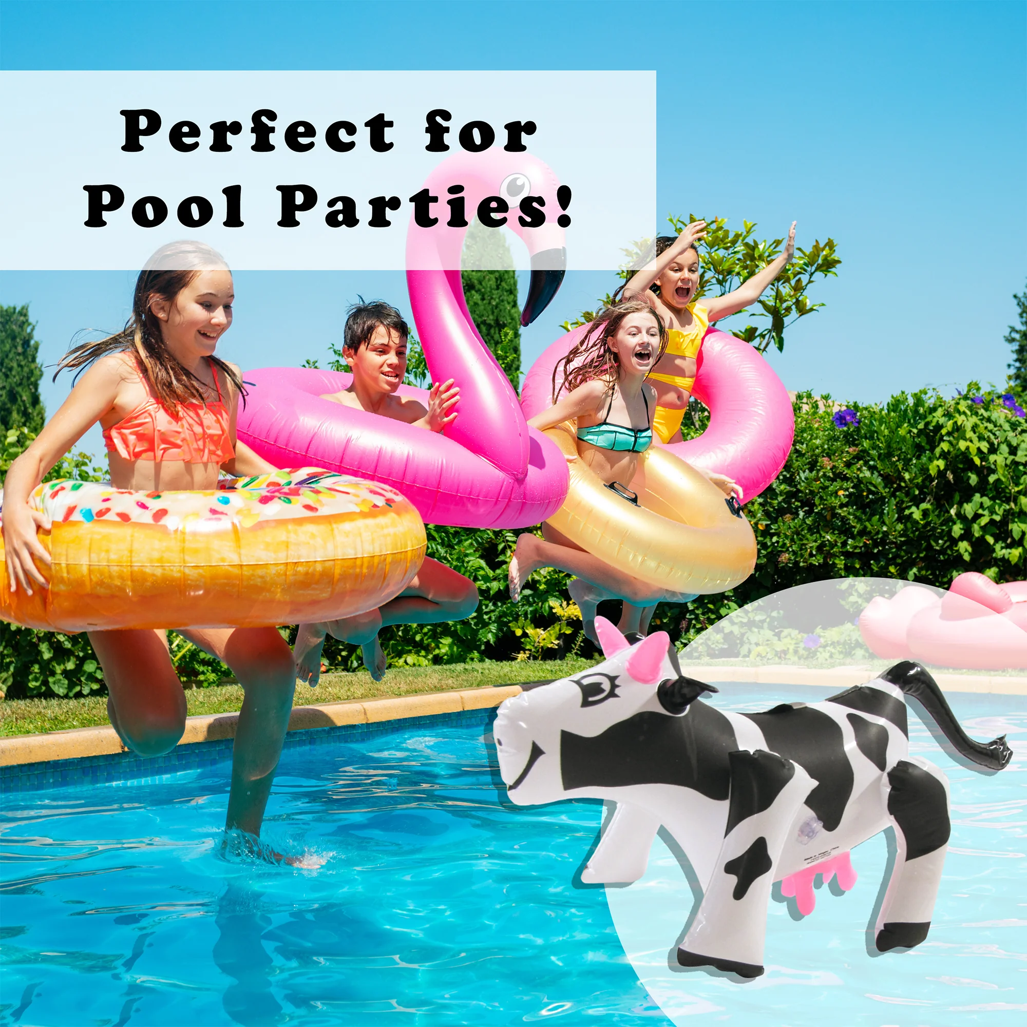 Cow Inflatable Pool Float Blow Up Farm Animal Holstein Cow 17" Party Decorations - Image 5