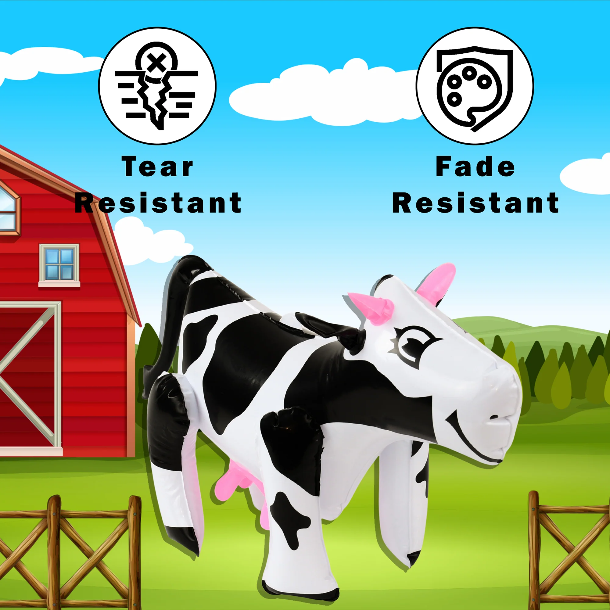 Cow Inflatable Pool Float Blow Up Farm Animal Holstein Cow 17" Party Decorations - Image 6