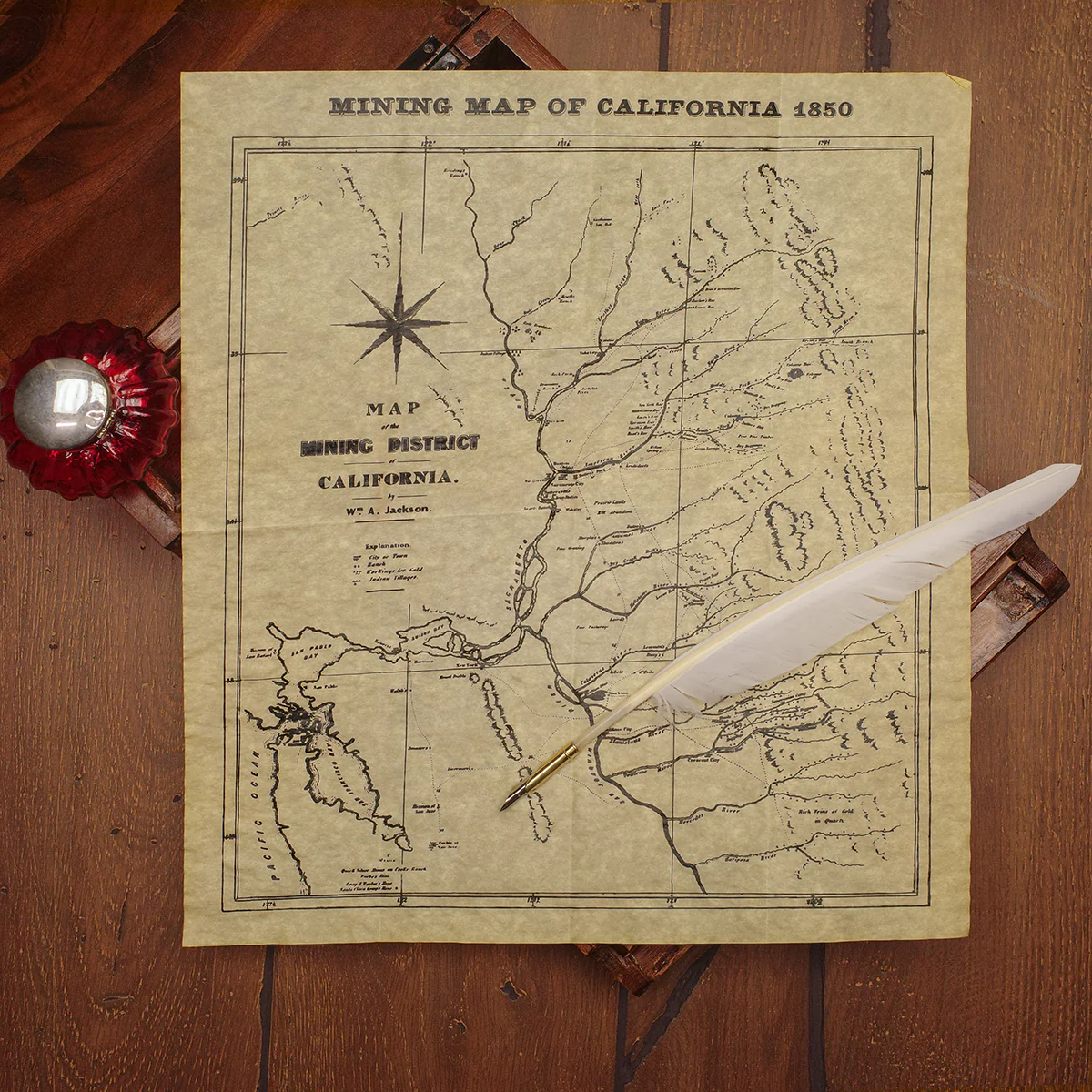 1850 California Mining Map Parchment Paper Poster Gold Rush Home Decor Wall Art - Image 3