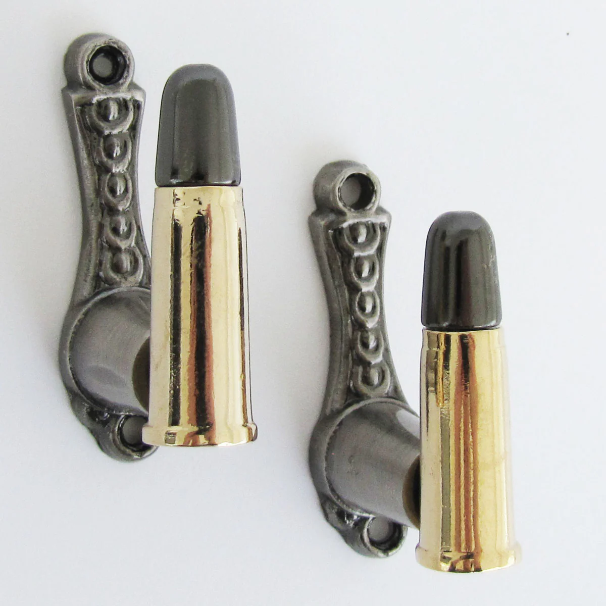 2 Bullet Case Shaped Wall Mount Weapon Hooks - Image 2