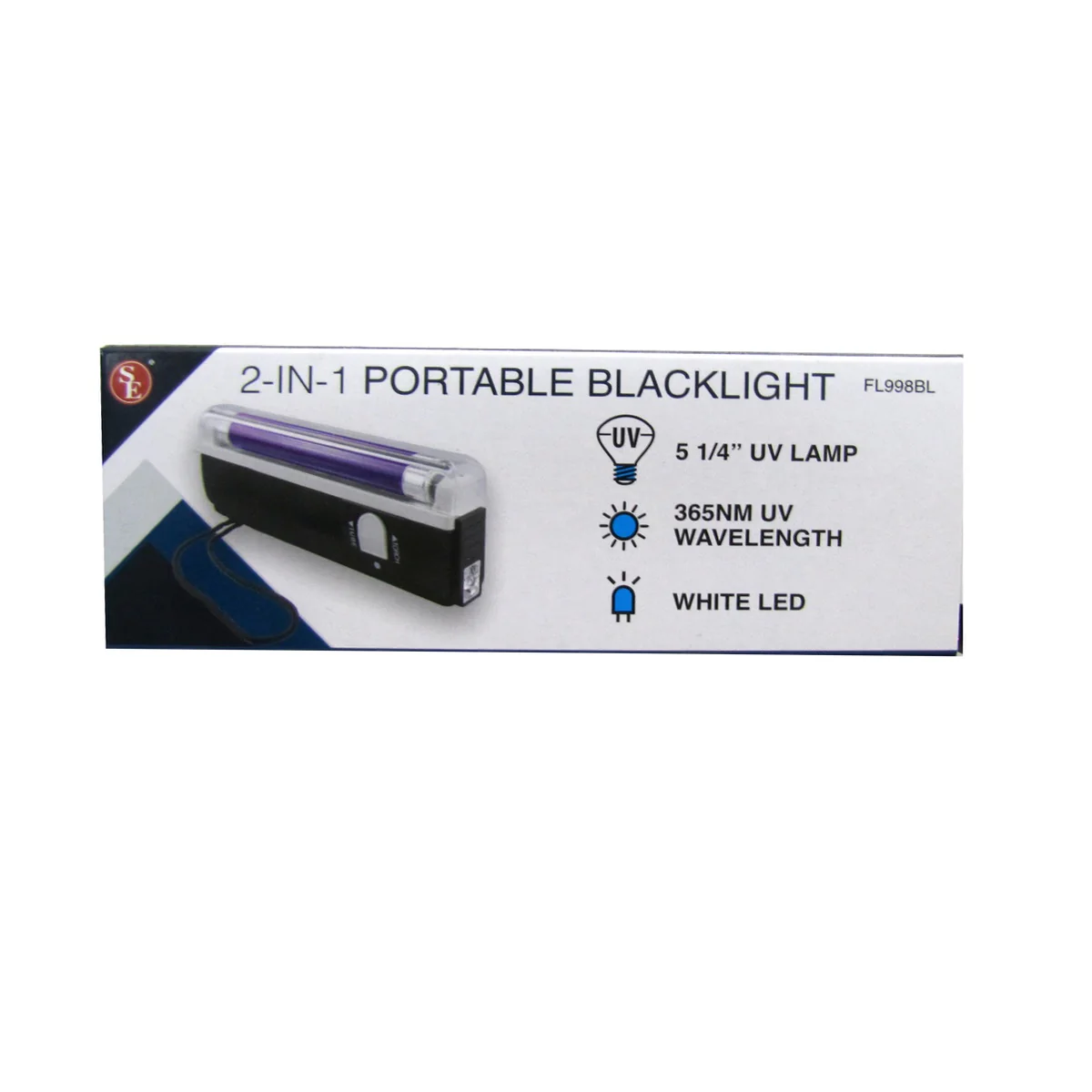 2-In-1 Handheld Portable LED Flashlight Ultraviolet Black Light UV Blacklight