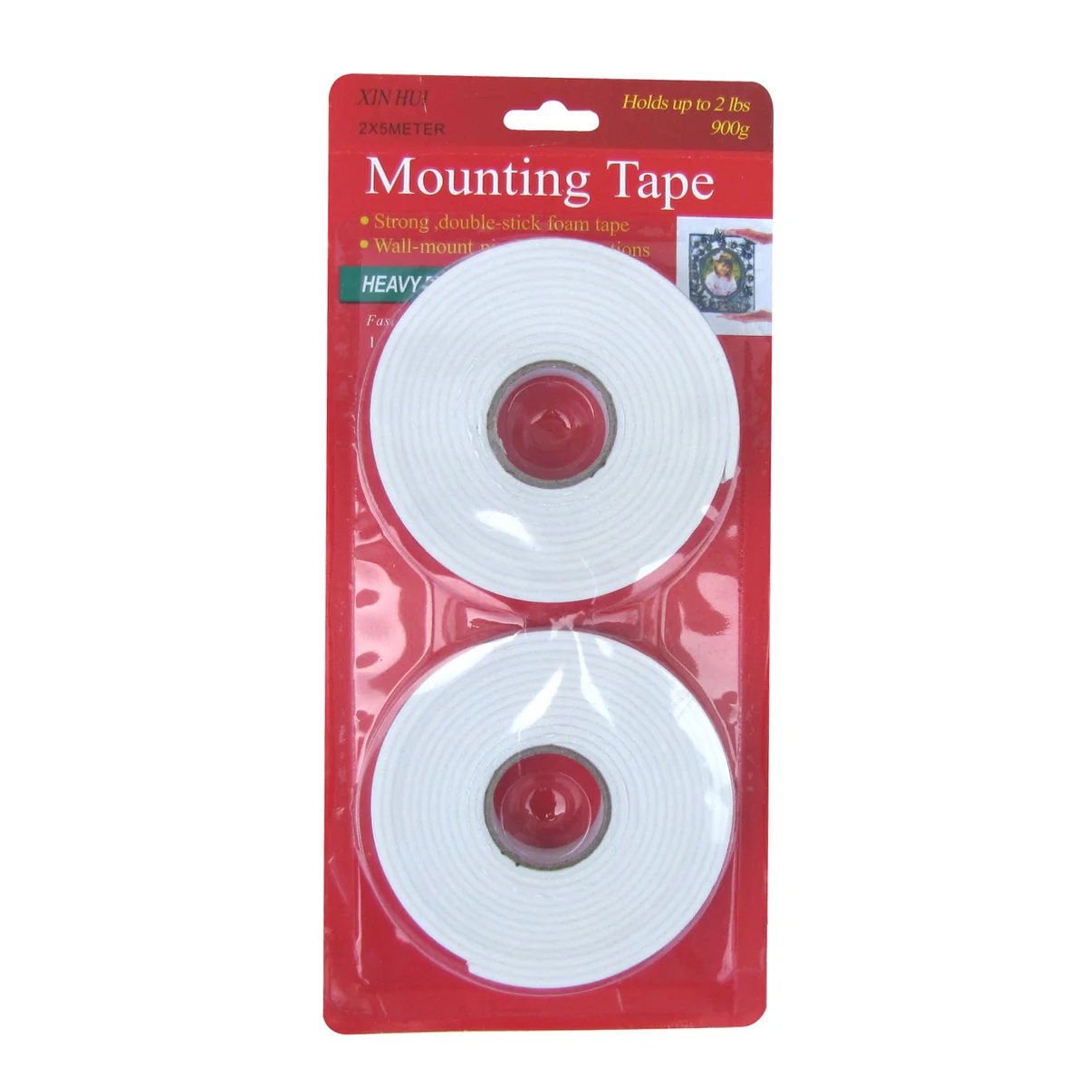 2 Pack White Double Sided Foam Wall Mounting Tape Strong Adhesive Sticky Tack