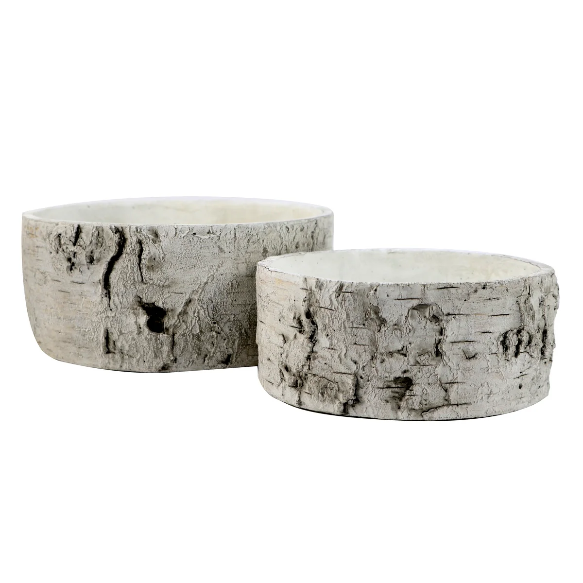 2 Piece Ceramic Birch Log Flower Plant Pot Indoor Garden Accessory Outdoor Decor