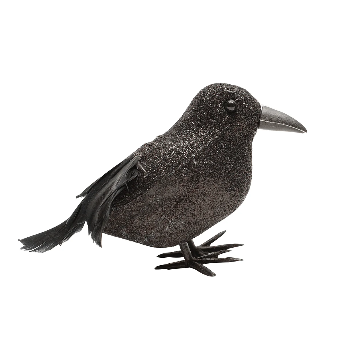 2 Piece Glitter Black Crows Halloween Raven Accessory Movie Prop Indoor Decor - Image 2