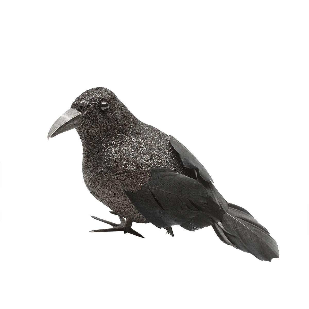 2 Piece Glitter Black Crows Halloween Raven Accessory Movie Prop Indoor Decor - Image 3