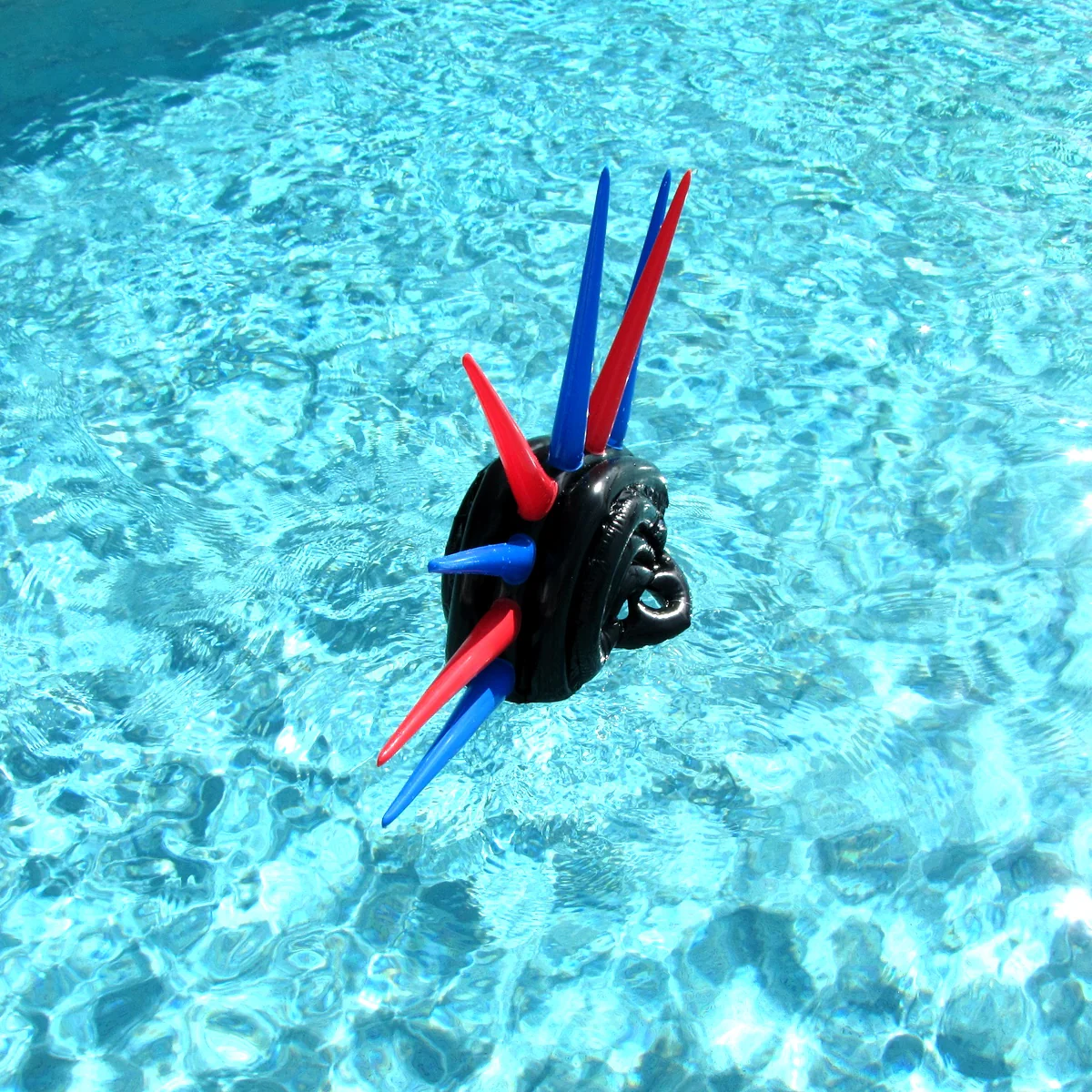 24" Inflatable Mohawk Helmet Swim Pool Water Float Blow Party Toy Prop Floatie - Image 4