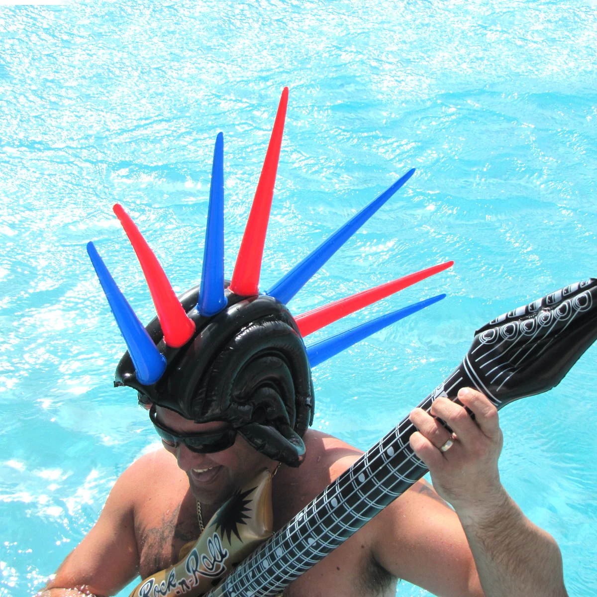 24" Inflatable Mohawk Helmet Swim Pool Water Float Blow Party Toy Prop Floatie - Image 6