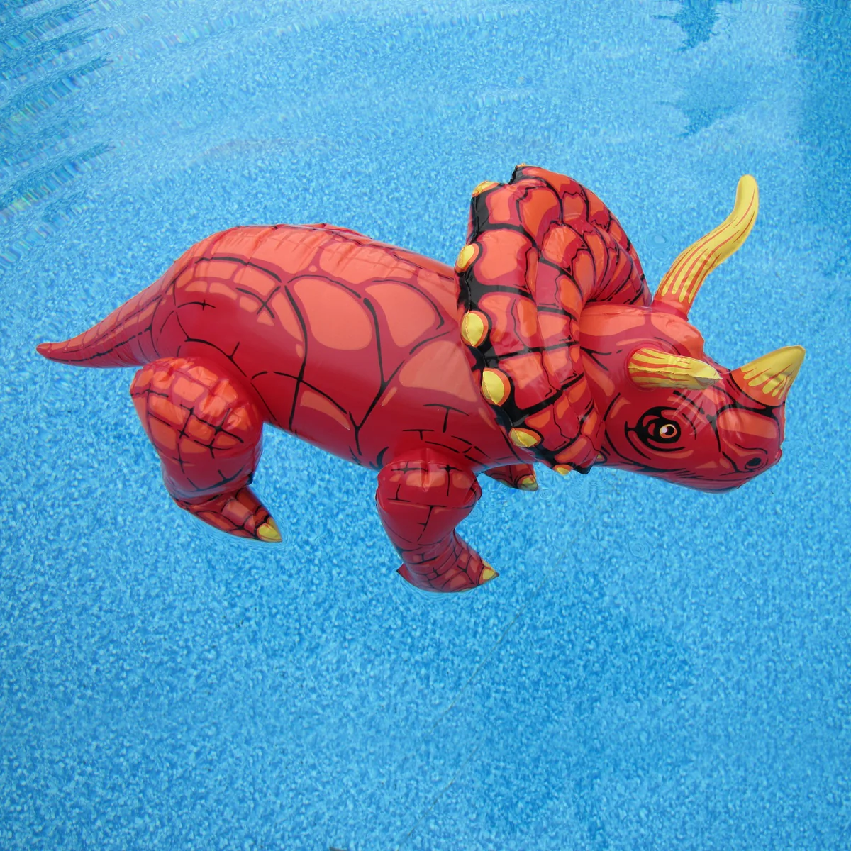 28" Inflatable Triceratops Swim Pool Dinosaur Water Float Blow Party Toy Floatie - Image 6