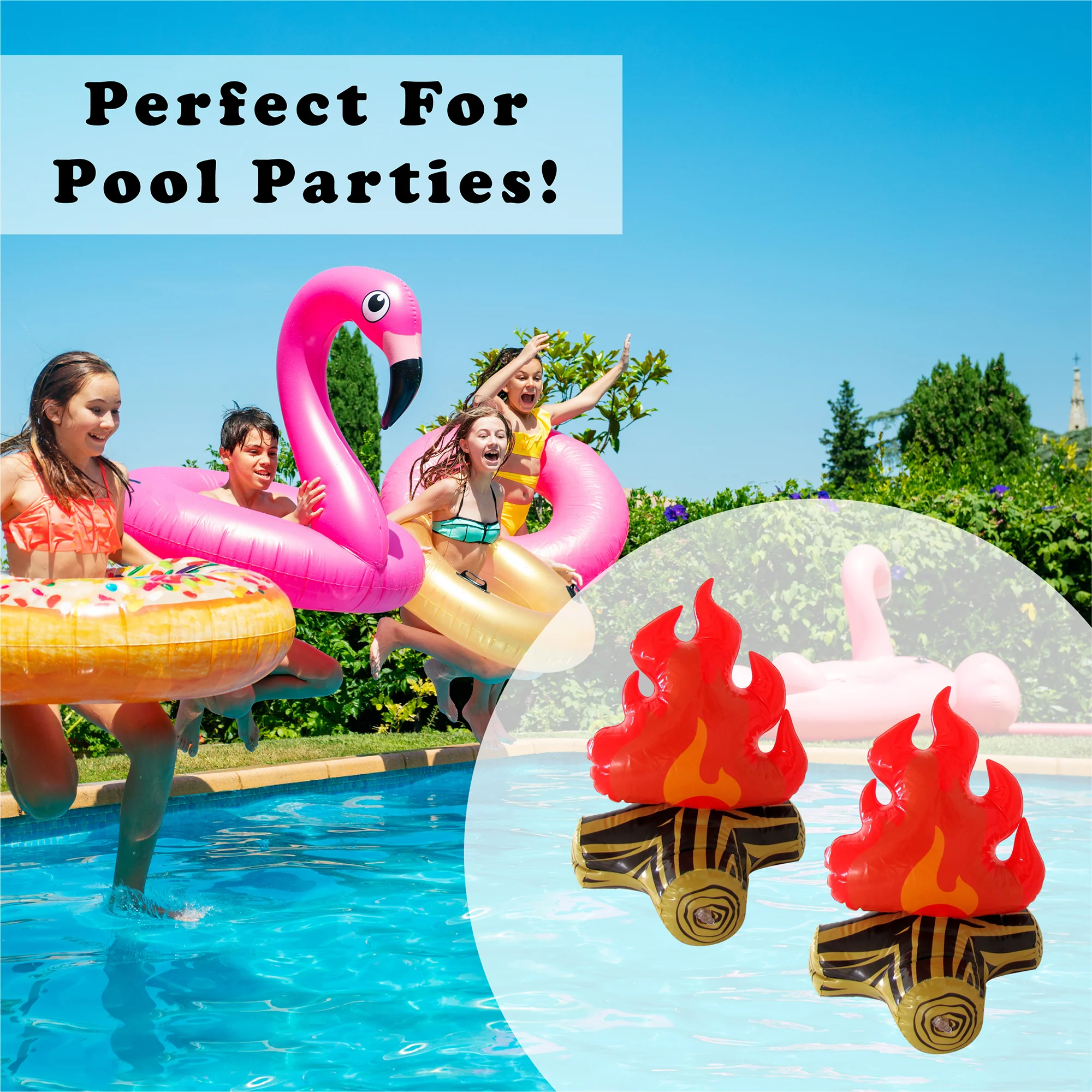 2pc Inflatable Fake Campfire Blow Up Bonfire Fireplace Camping Pool Party Decor - Image 6