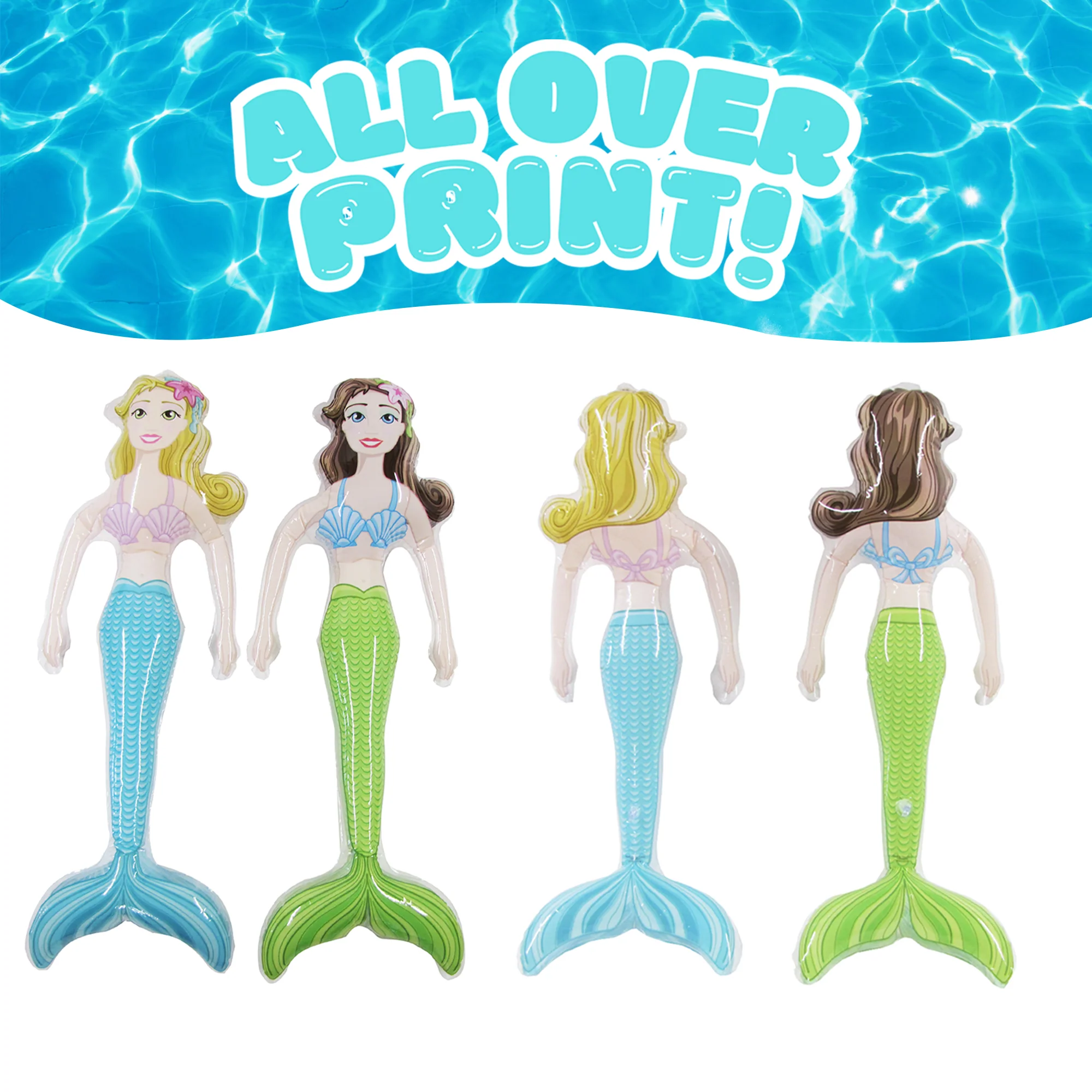 2pc Inflatable Mermaid Pool Float Water Floatie Kids Toy Birthday Party Decor - Image 4
