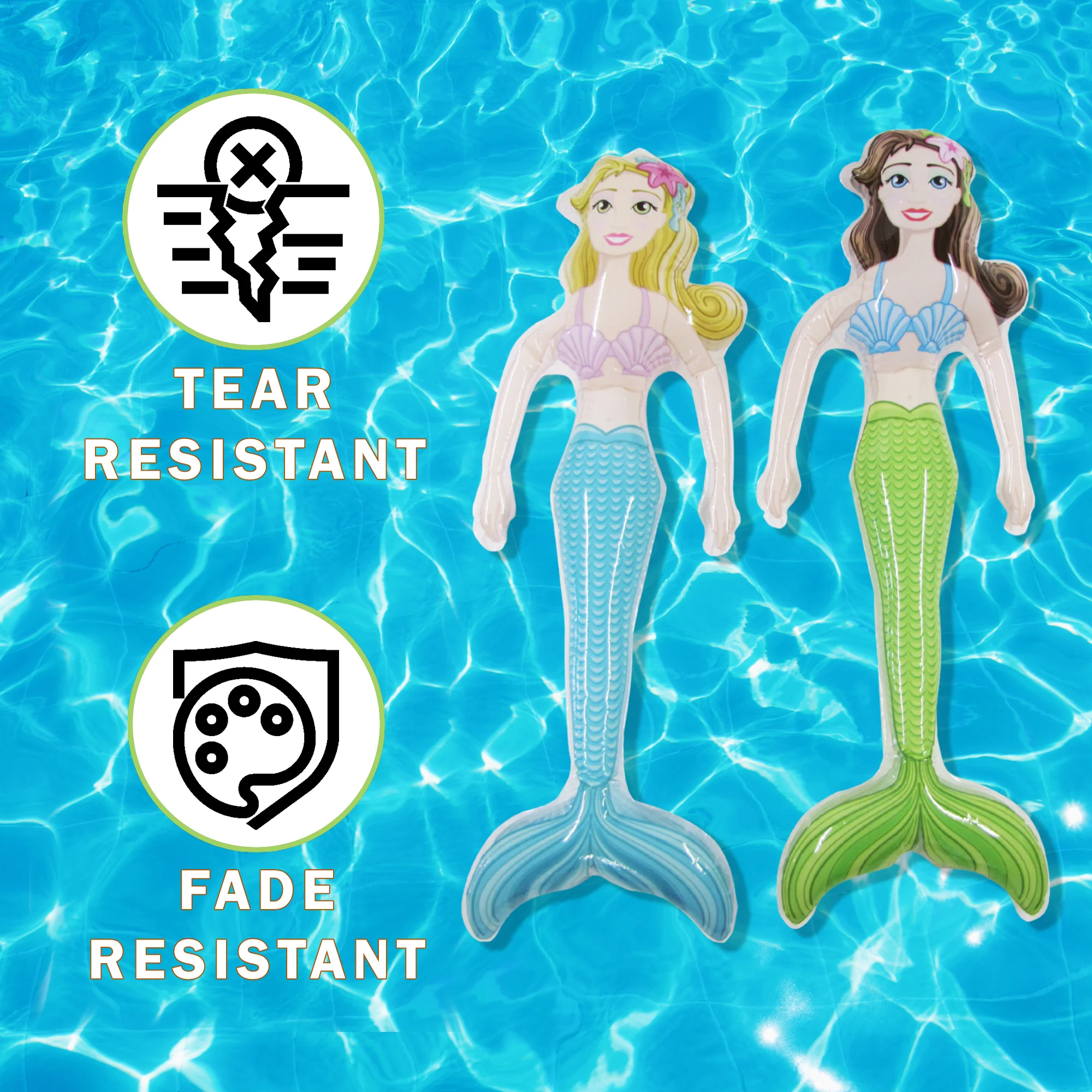 2pc Inflatable Mermaid Pool Float Water Floatie Kids Toy Birthday Party Decor - Image 7