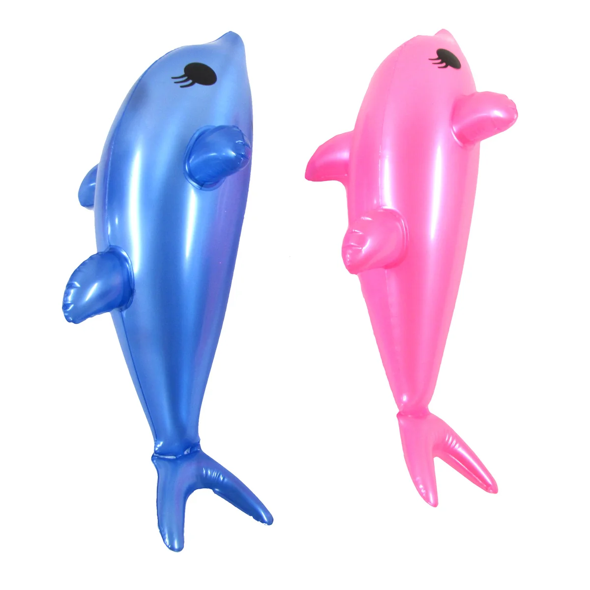 2pc Inflatable Pink Blue Dolphin Set Swim Pool Water Float Blow Toy Party Decor - Image 3