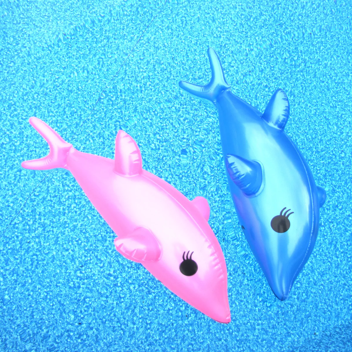 2pc Inflatable Pink Blue Dolphin Set Swim Pool Water Float Blow Toy Party Decor - Image 5
