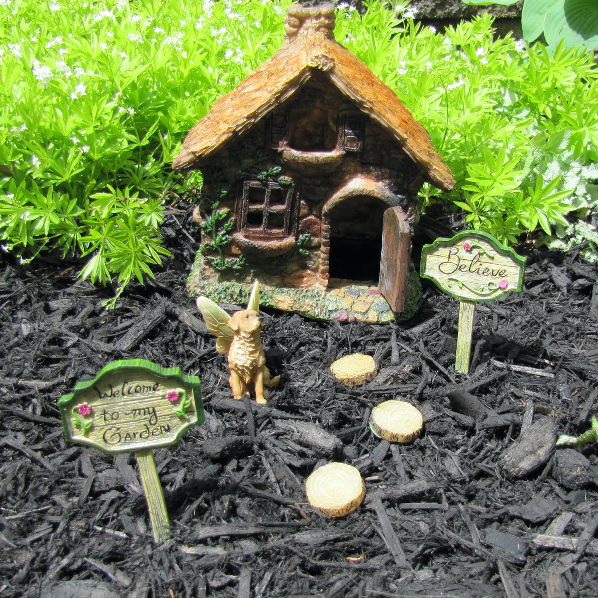 2pc Mini Welcome Believe Yard Sign Set Fairy Garden Accessory Dollhouse Decor - Image 6