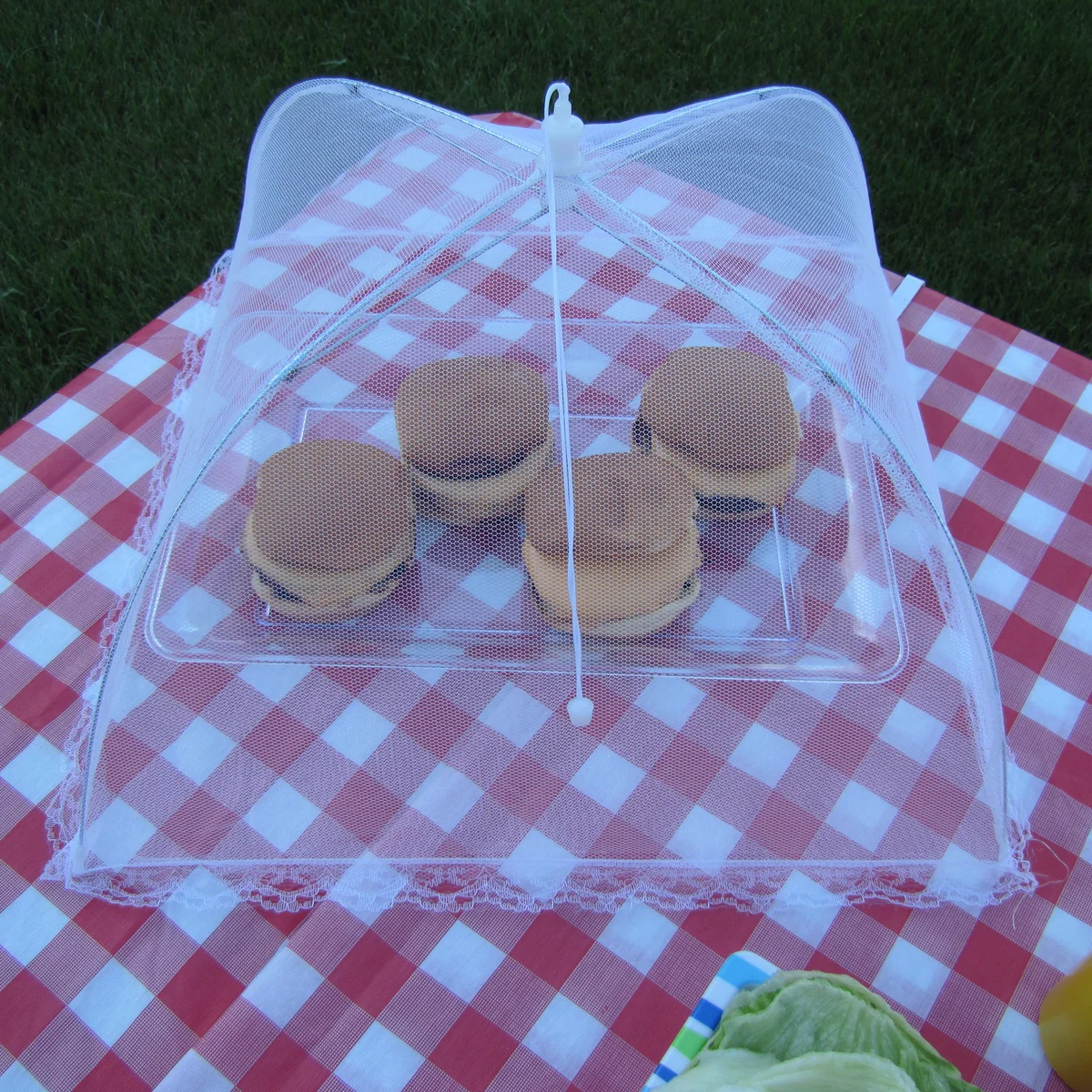 2pc Reusable Mesh Food Cover Tent Set Camping Umbrella Picnic Screen Outdoor Net - Image 3