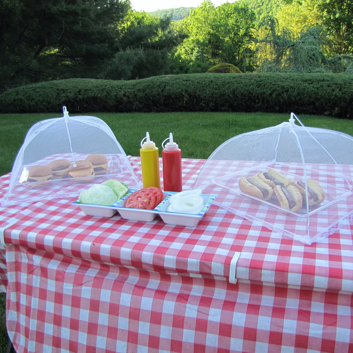 2pc Reusable Mesh Food Cover Tent Set Camping Umbrella Picnic Screen Outdoor Net - Image 4