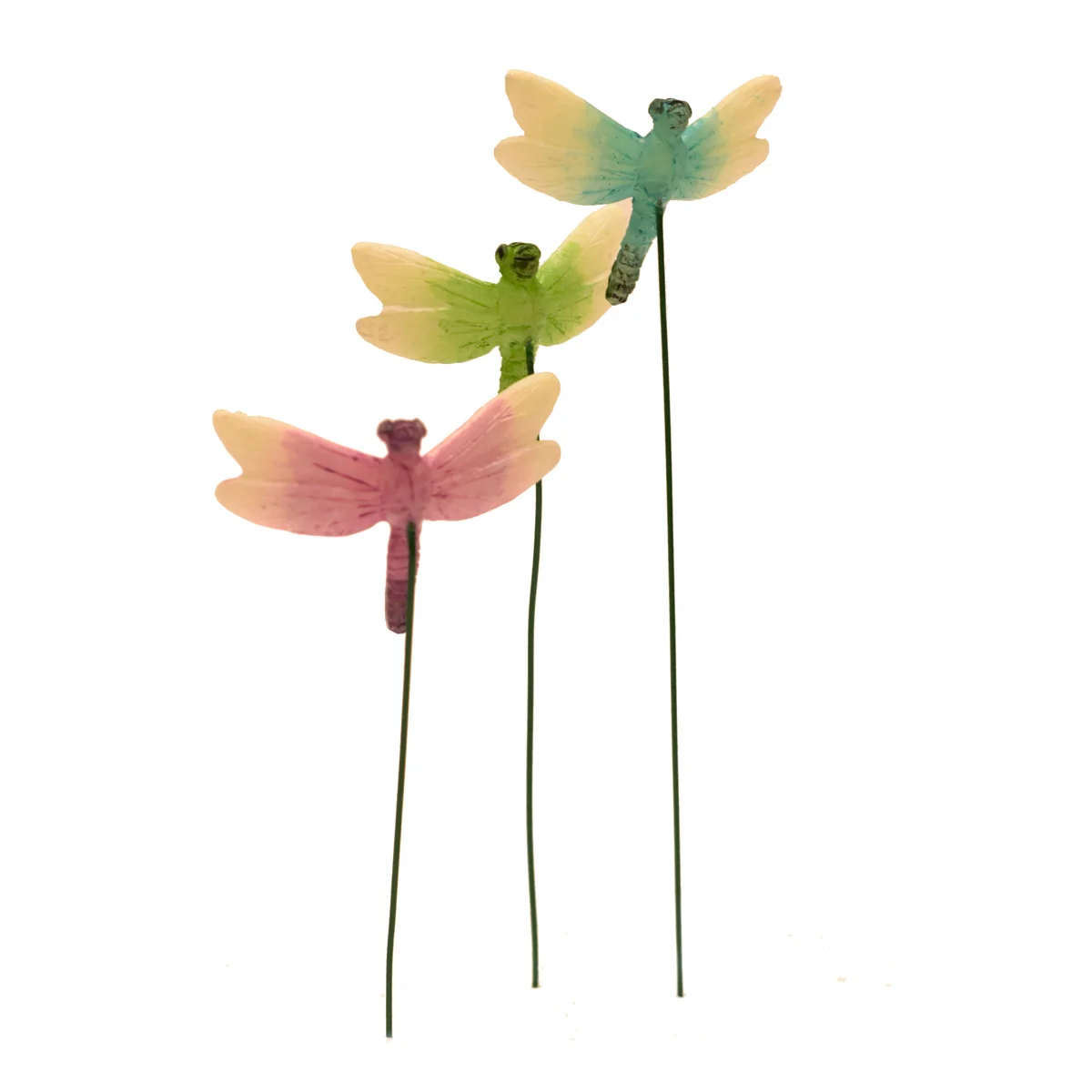 3 Mini Glow Dark Dragonflies Outdoor Solar Lantern Fairy Garden Dollhouse Decor - Image 2