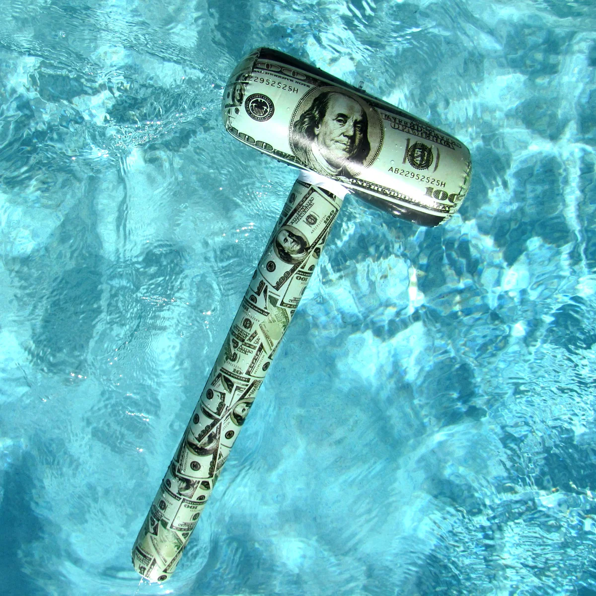 31" Inflatable $100 Dollar Bill Mallet Swim Pool Water Float Blow Toy Floatie - Image 2