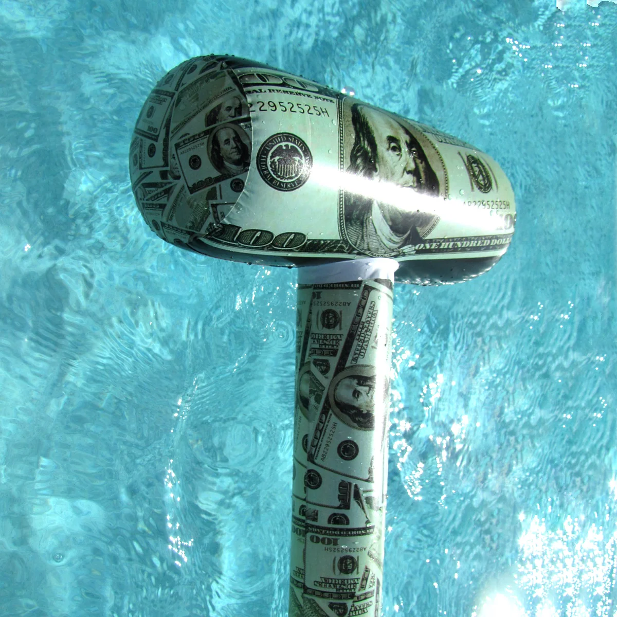 31" Inflatable $100 Dollar Bill Mallet Swim Pool Water Float Blow Toy Floatie - Image 4