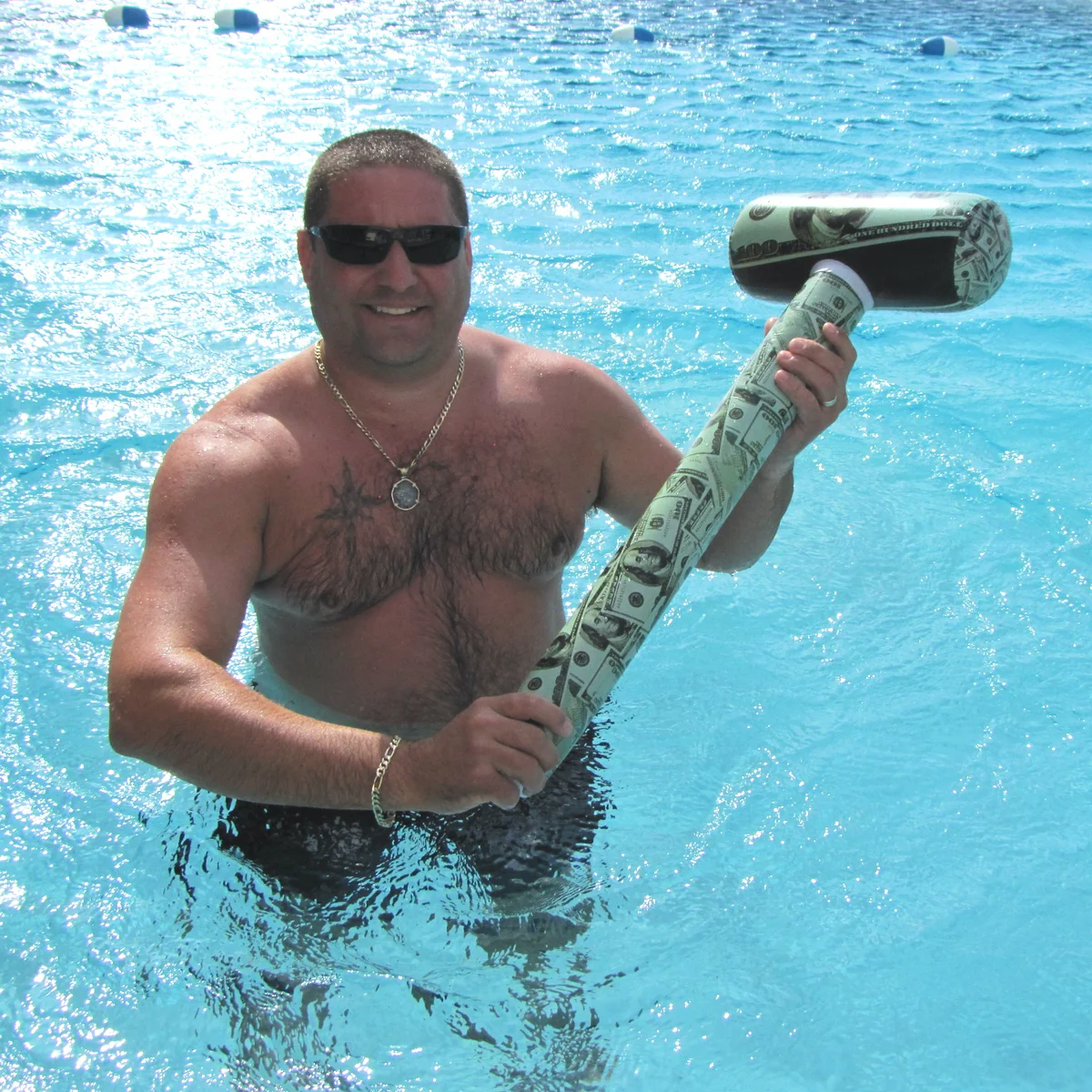 31" Inflatable $100 Dollar Bill Mallet Swim Pool Water Float Blow Toy Floatie - Image 5