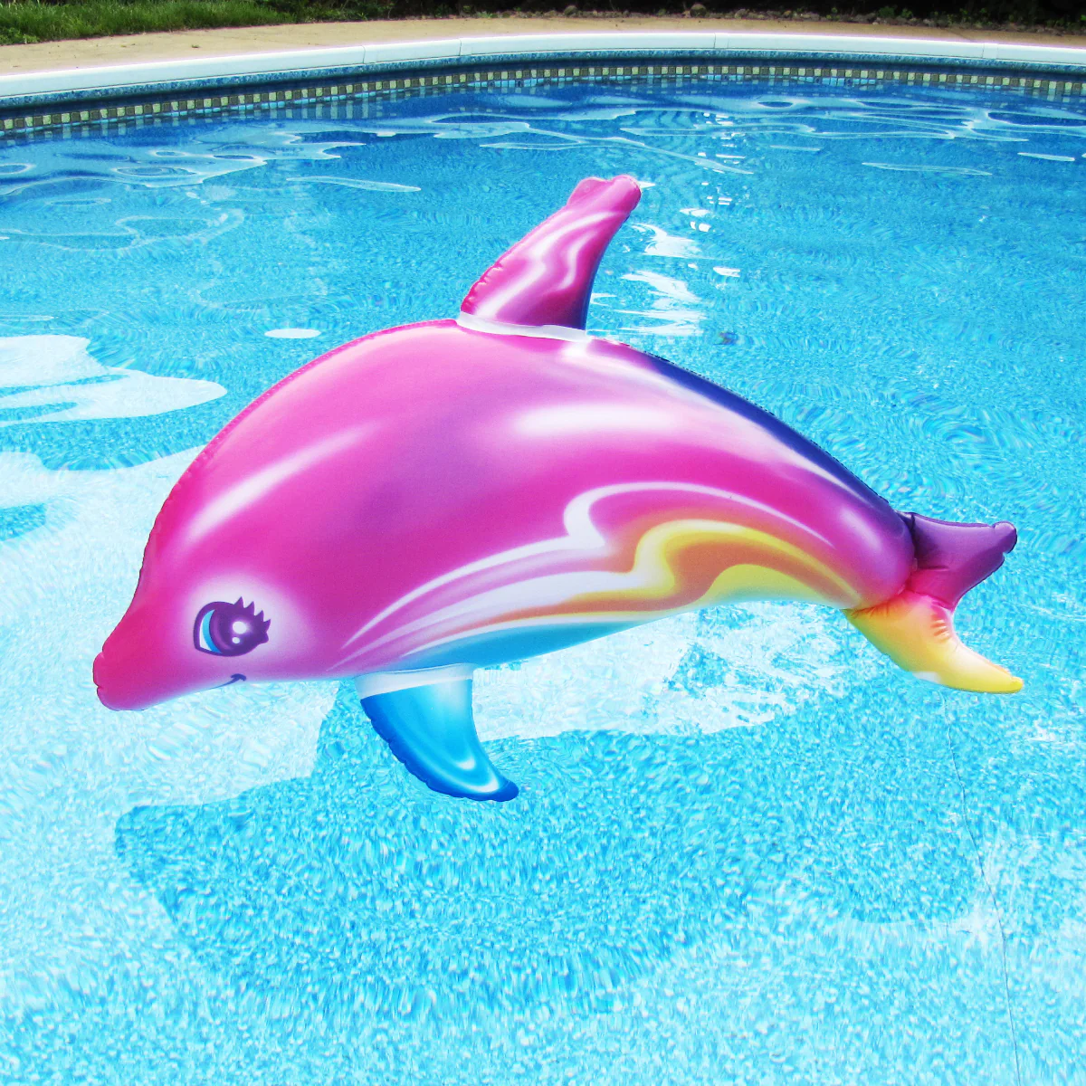 33" Inflatable Rainbow Dolphin Swim Pool Water Float Blow Up Toy Party Floatie - Image 5