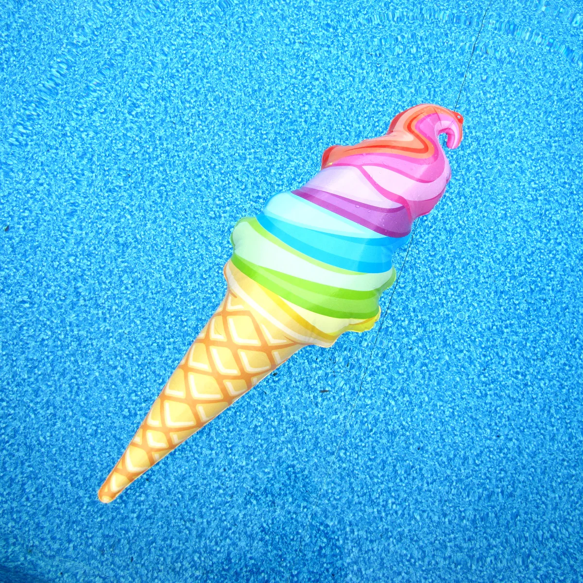 34" Inflatable Rainbow Ice Cream Cone Swim Pool Water Float Blow Toy Party Decor - Image 6