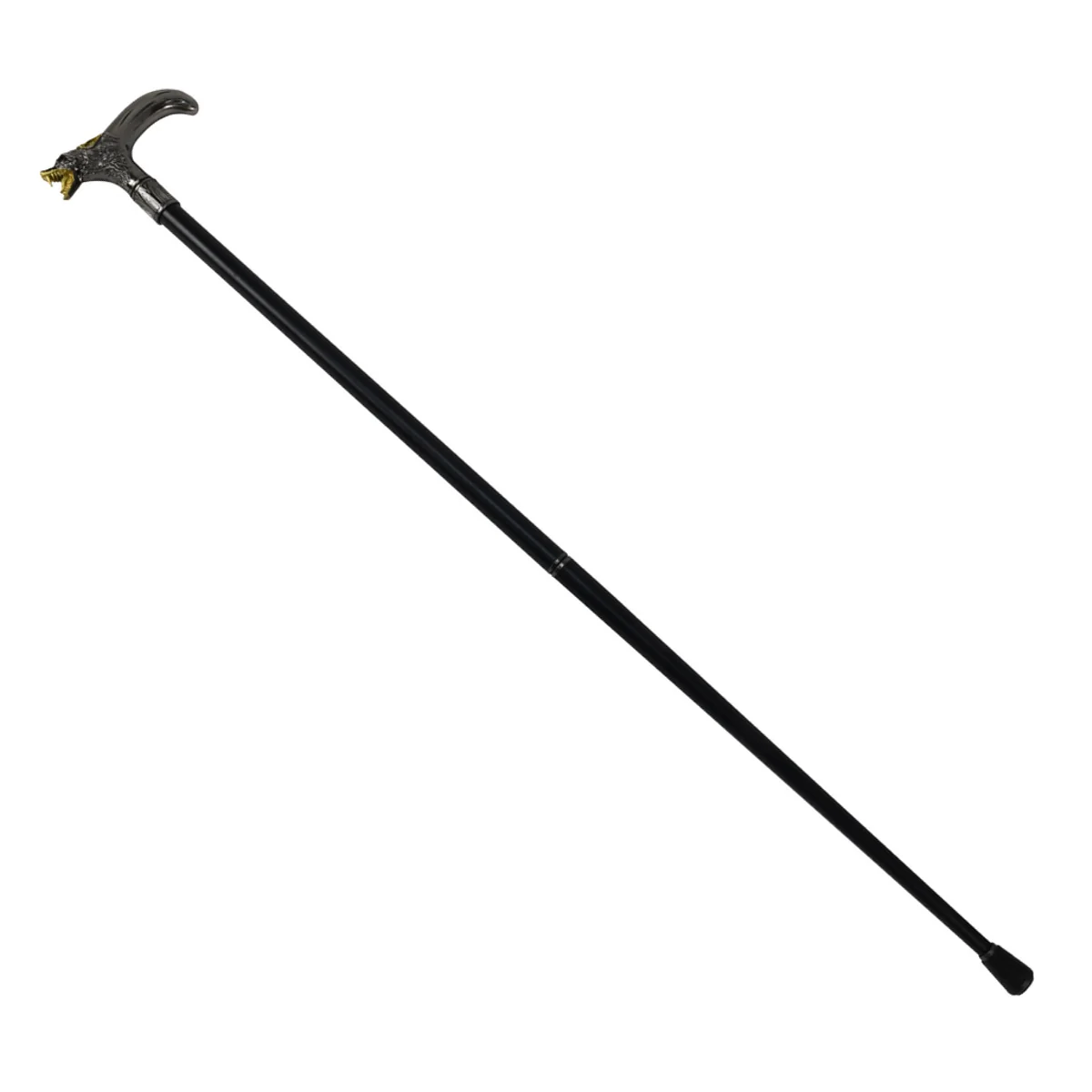 37" Screaming Wolf Head Teeth T Handle Cane 2pc Metal Shaft Travel Walking Stick - Image 3