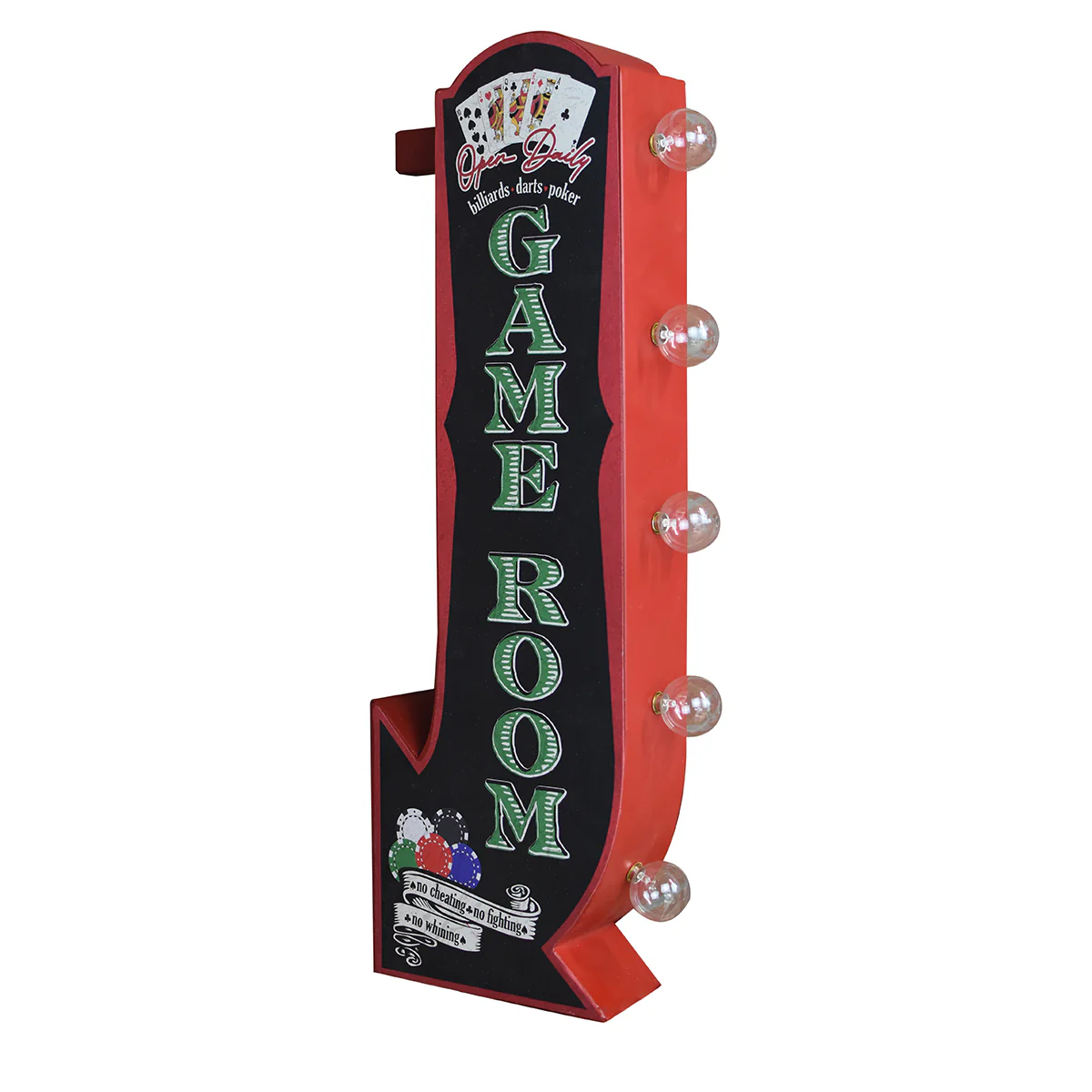 3D Marquee LED Light Up Game Room Arrow Sign Poker Chips Bar Man Cave Wall Decor