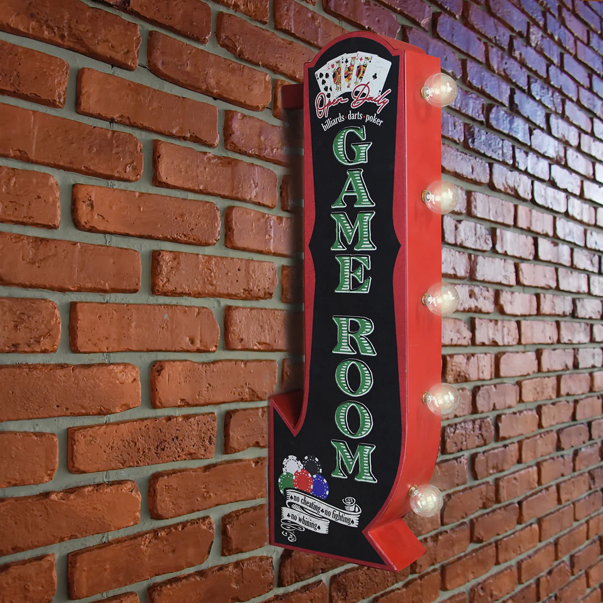 3D Marquee LED Light Up Game Room Arrow Sign Poker Chips Bar Man Cave Wall Decor - Image 4