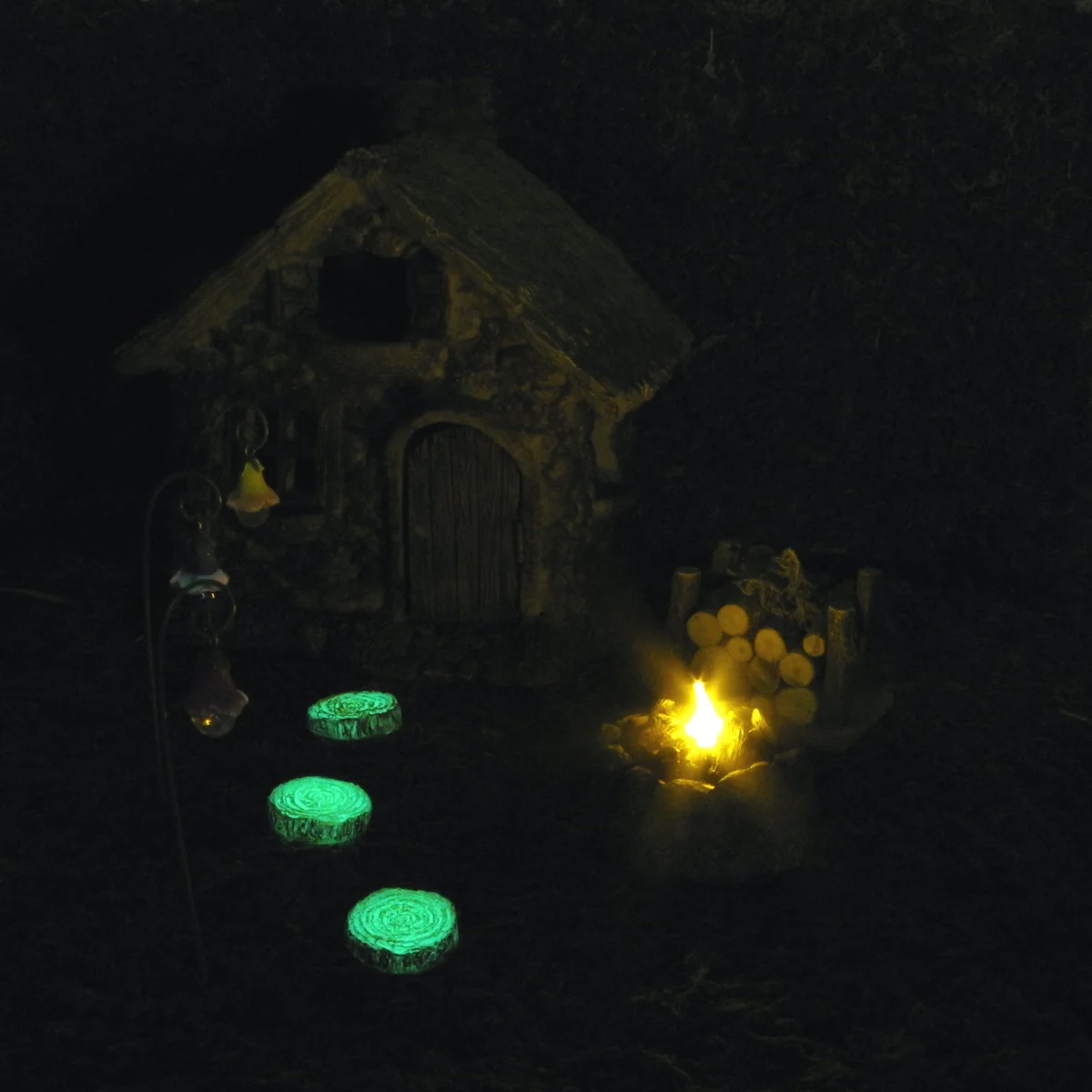 3pc Mini Glow Dark Log Step Set Fairy Garden Landscape Accessory Dollhouse Decor - Image 6