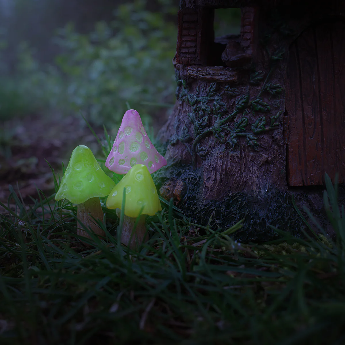 3pc Mini Glow Dark Solar Mushrooms Outdoor Fairy Garden Lights Dollhouse Decor - Image 4