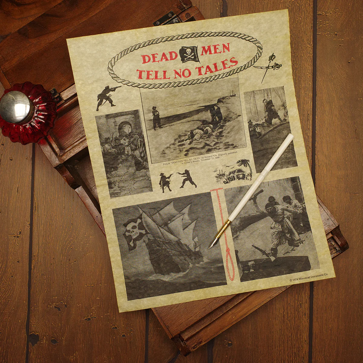 4 Pirate Wall Art Posters Treasure Chest Map Weapons Pistol Sword Gun Home Decor - Image 2