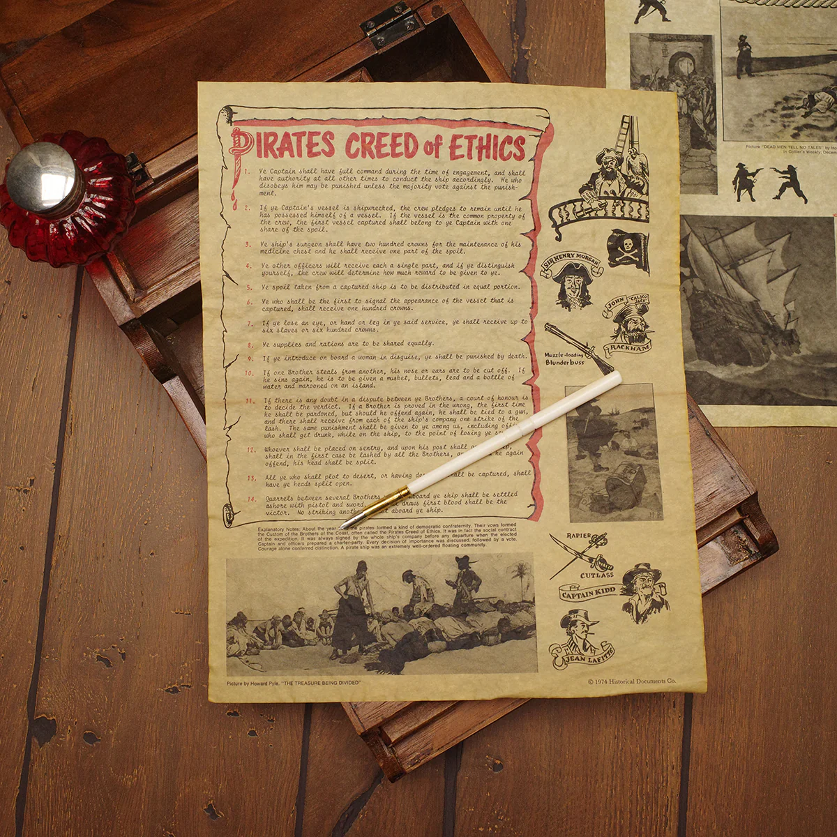 4 Pirate Wall Art Posters Treasure Chest Map Weapons Pistol Sword Gun Home Decor - Image 3
