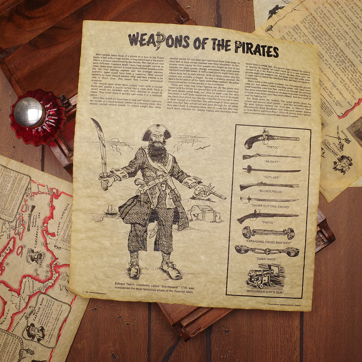 4 Pirate Wall Art Posters Treasure Chest Map Weapons Pistol Sword Gun Home Decor - Image 5