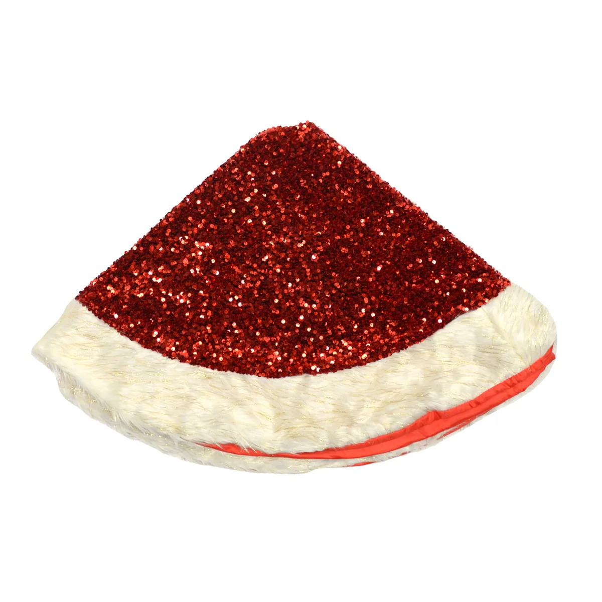 42" Red Sequin Tinsel Faux Fur Soft Christmas Tree Skirt Xmas Holiday Home Decor - Image 3