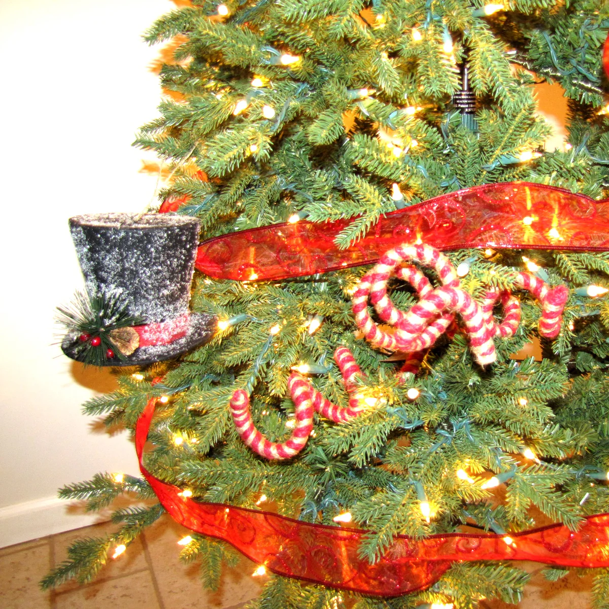 5" Black Felt Top Hat Hanging Christmas Ornament Tree Topper Holiday Xmas Decor - Image 3