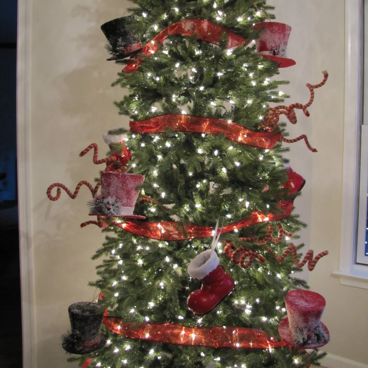 5" Black Felt Top Hat Hanging Christmas Ornament Tree Topper Holiday Xmas Decor - Image 4